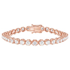 14k Rose Gold 5 Carat Round Diamond Illusion Setting Tennis Bracelet