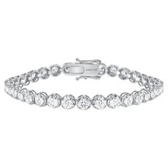 14k White Gold 5 Carat Round Diamond Illusion Setting Tennis Bracelet