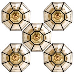 5 Iron and Clear Glass Flushmount/Wall Lights by Limburg, 1960s