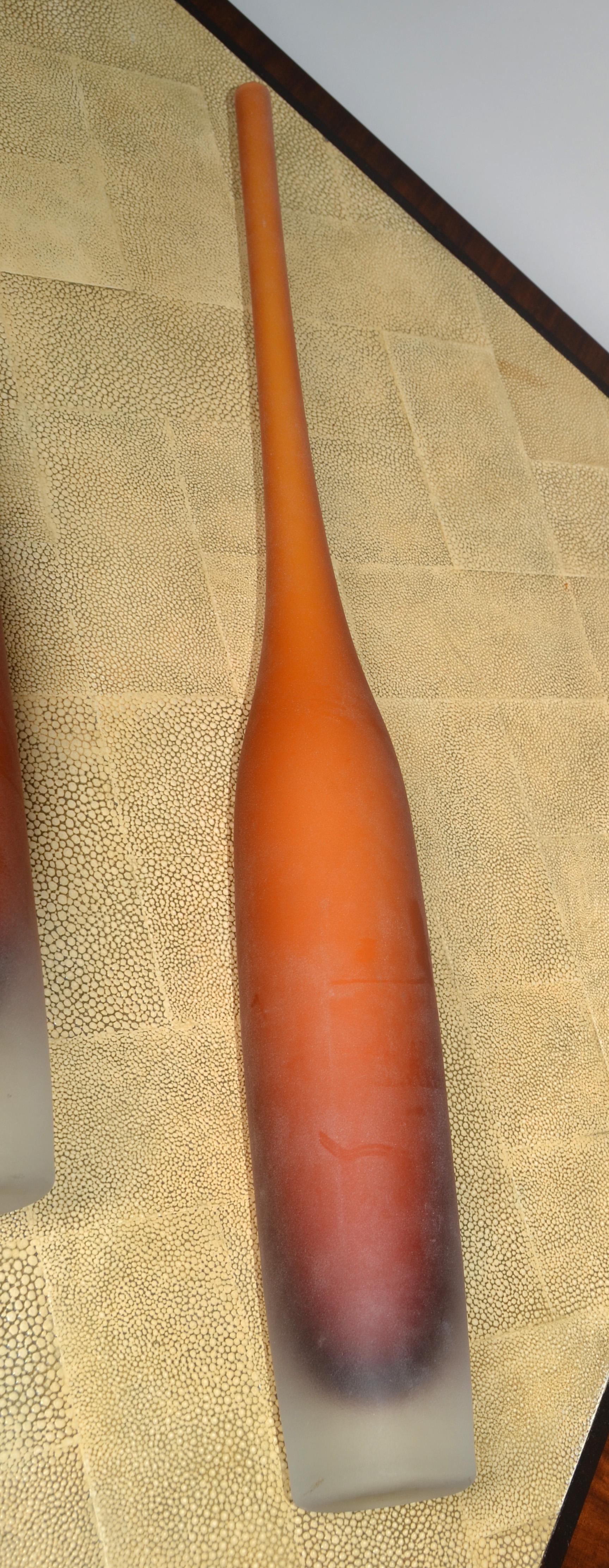 Late 20th Century 5 Italian Burnt Orange Color Scavo Glass Wheat Vases Bottles Mid-Century Modern  For Sale