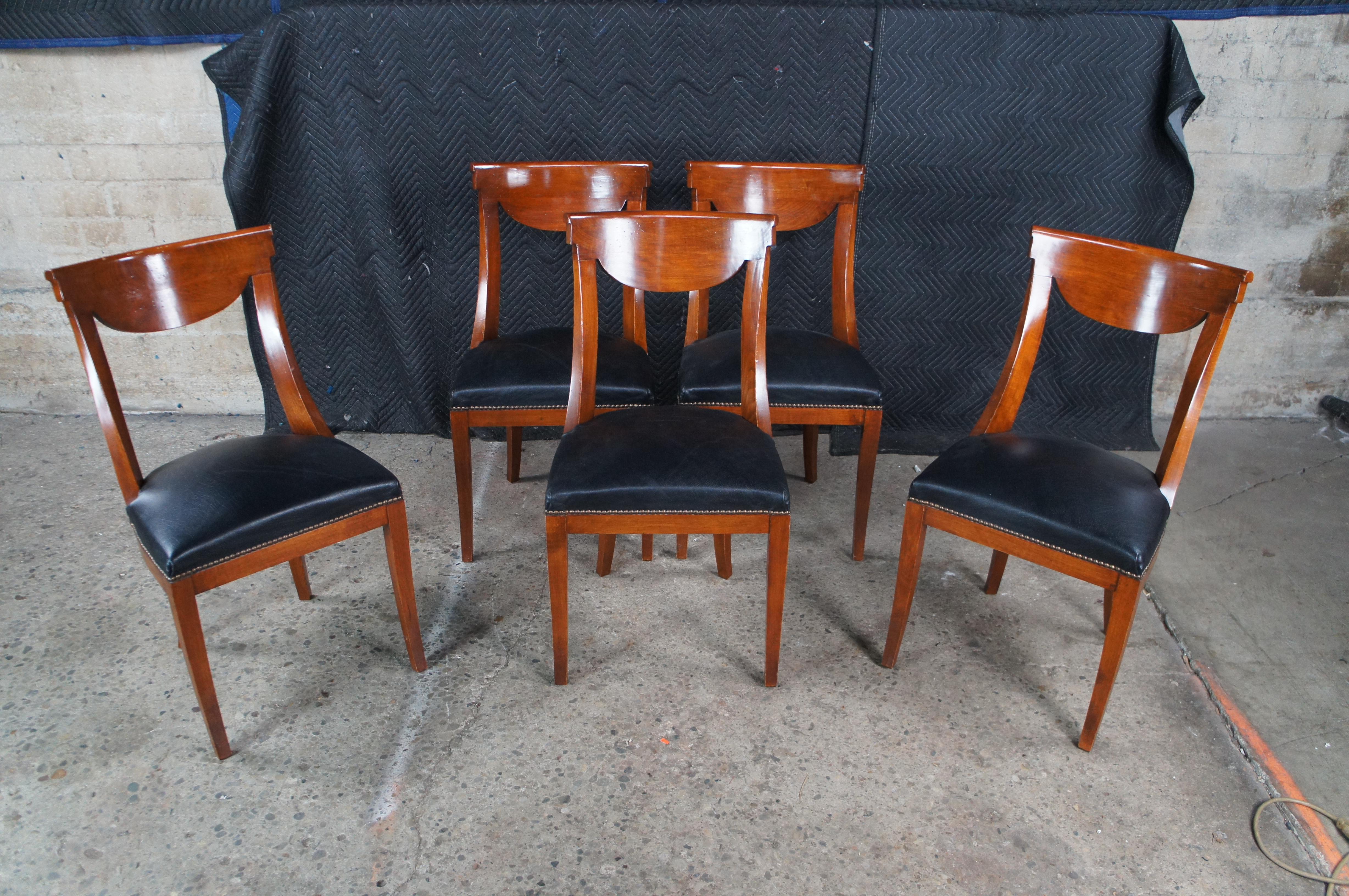 5 Italian Fiorini Biedermeier Style Solid Cherry Klismos Side Dining Chairs For Sale 7