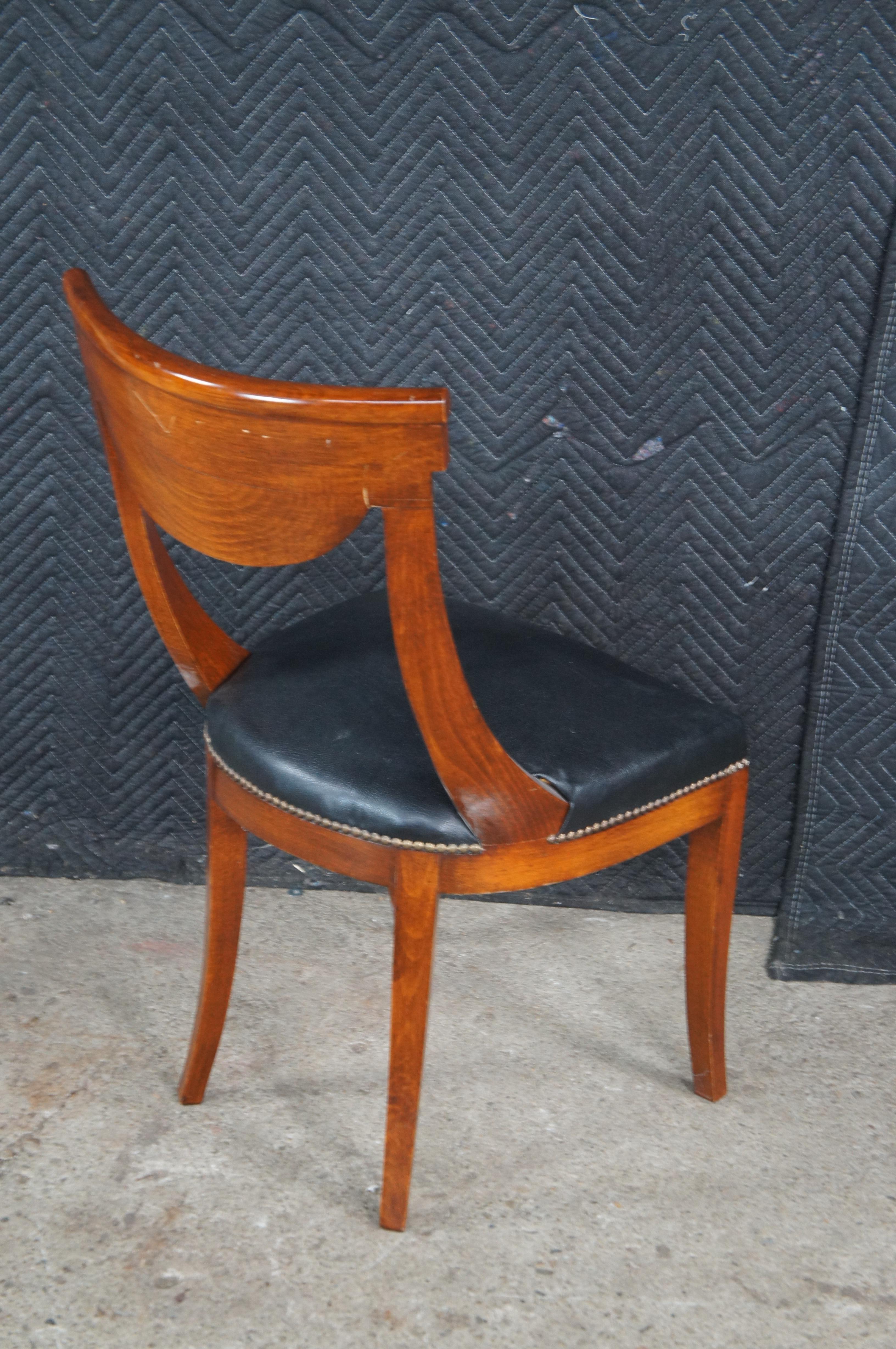 20th Century 5 Italian Fiorini Biedermeier Style Solid Cherry Klismos Side Dining Chairs For Sale