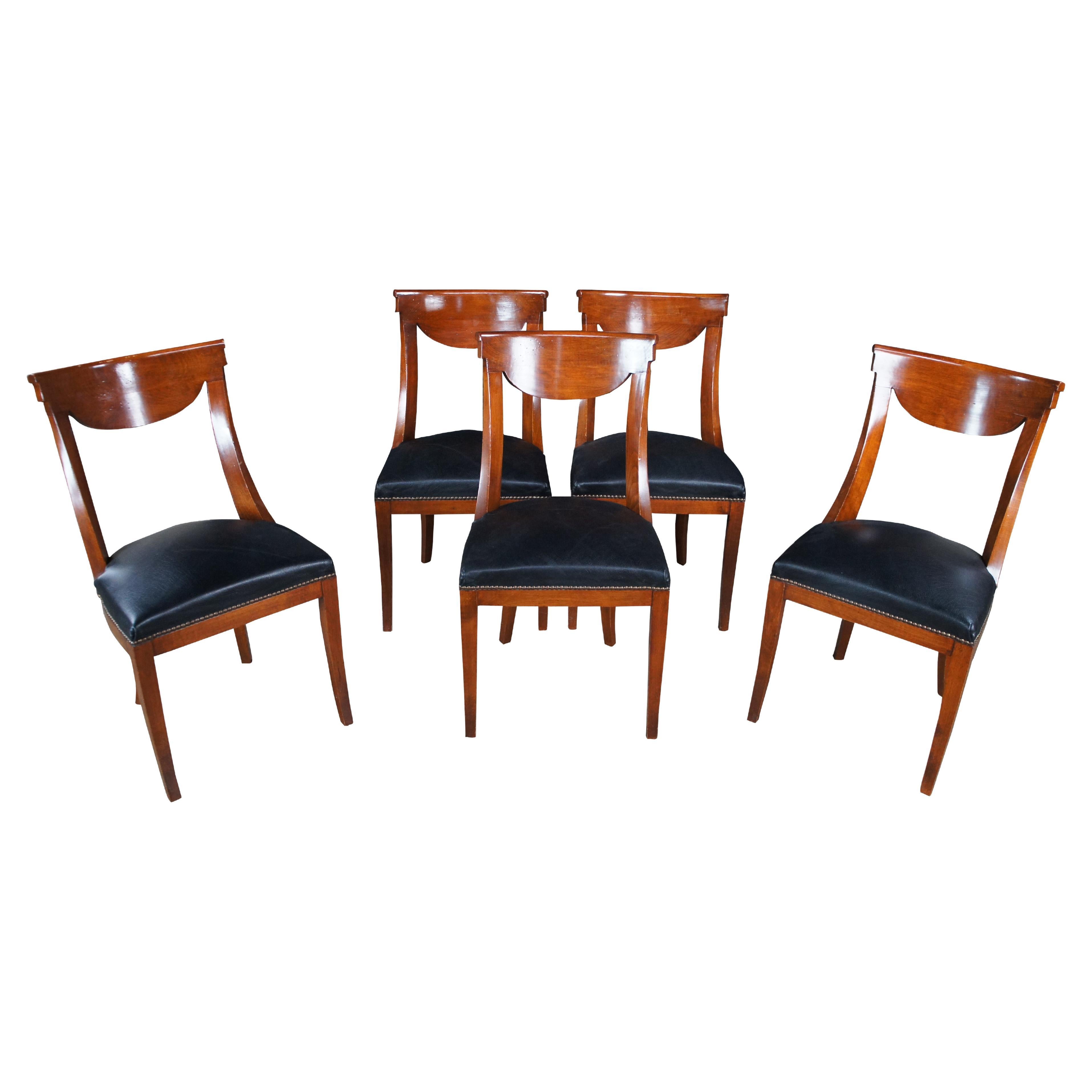 5 Italian Fiorini Biedermeier Style Solid Cherry Klismos Side Dining Chairs For Sale