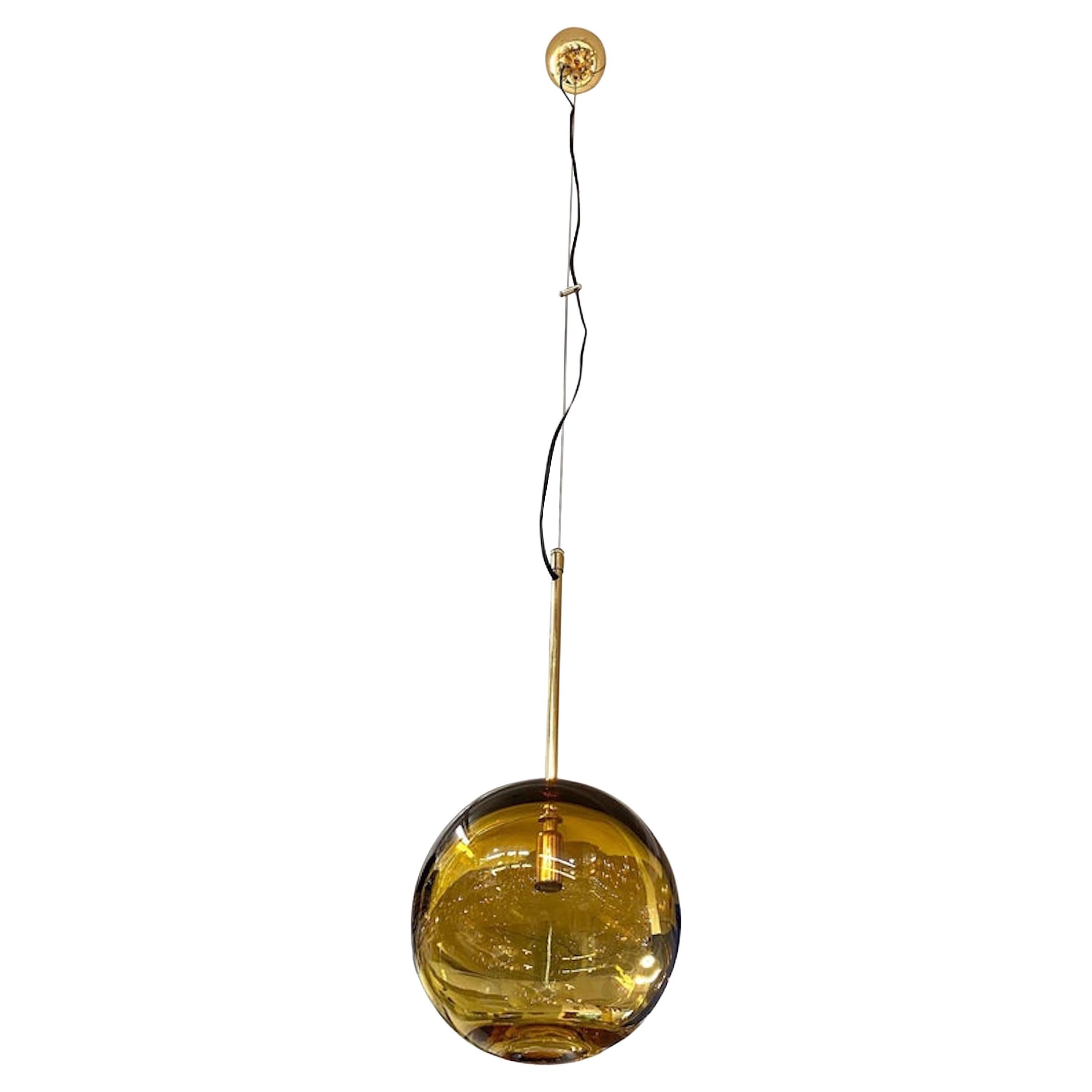 5 Lights Globe Lighting en verre ambré soufflé à la main, 6 disponibles