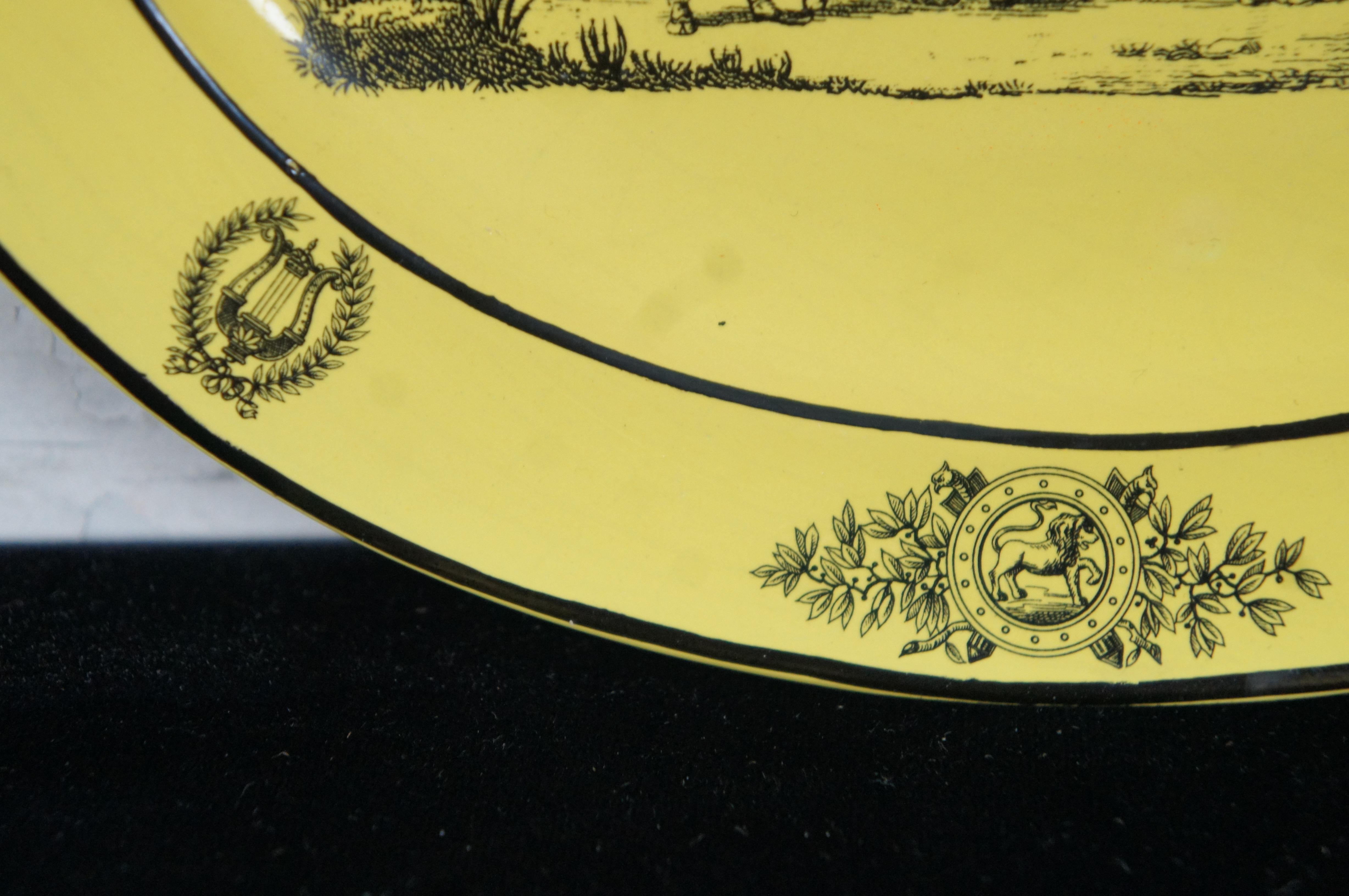 5 Italian Motthedeh Chinoiserie Criel Ware Canary Yellow Dinner Plates Dish 2