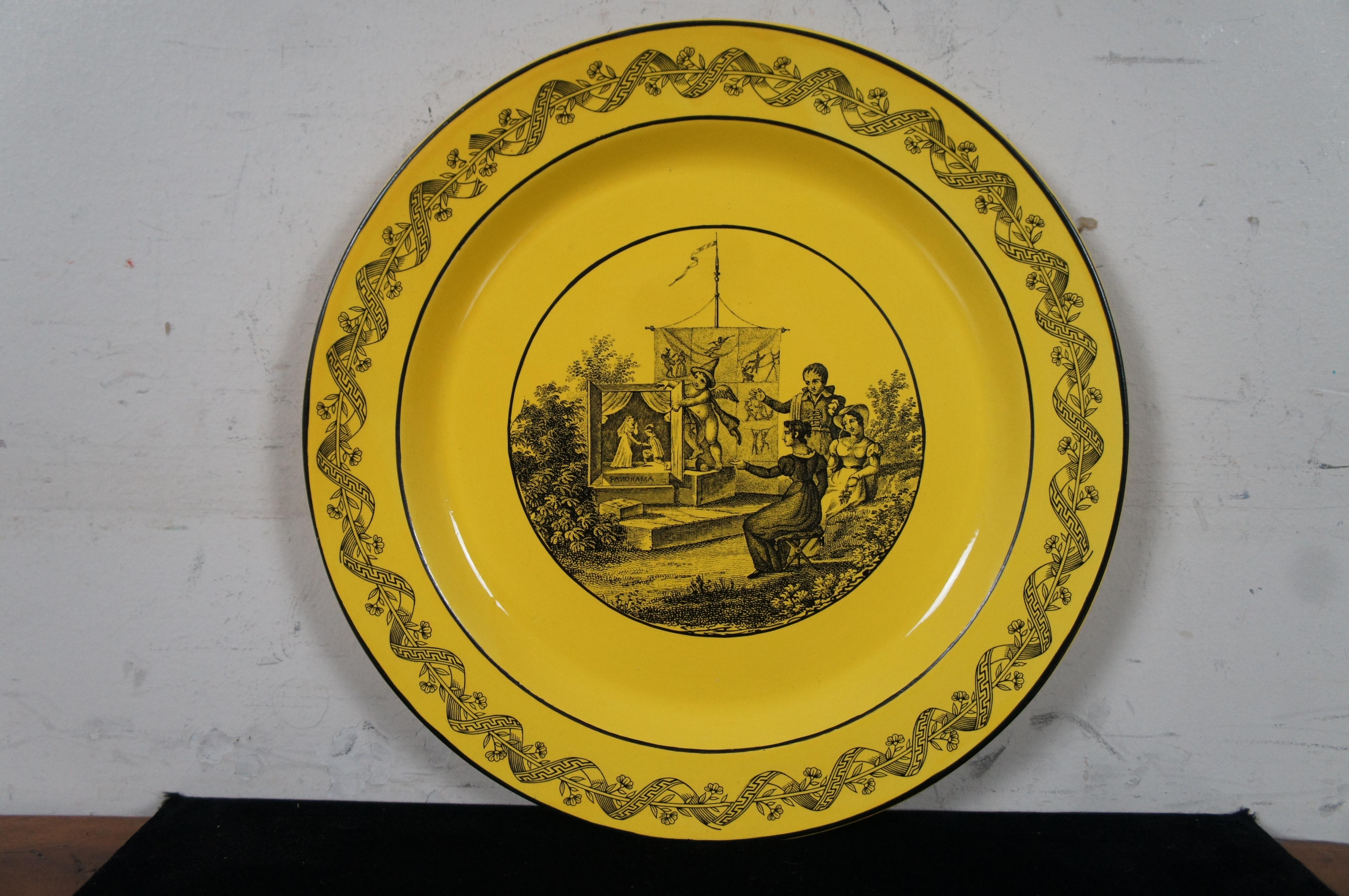 5 Italian Motthedeh Chinoiserie Criel Ware Canary Yellow Dinner Plates Dish 3