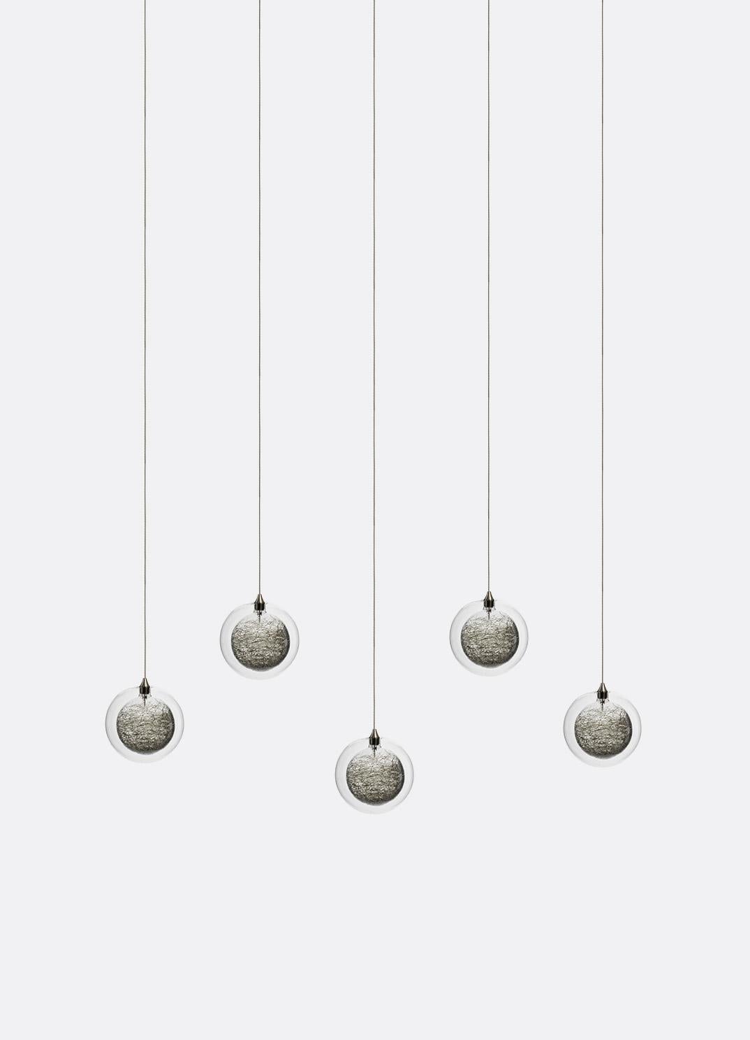 Modern Kadur Drizzle 5, Five Inch Blown Glass Pendant Kitchen Island by Shakuff