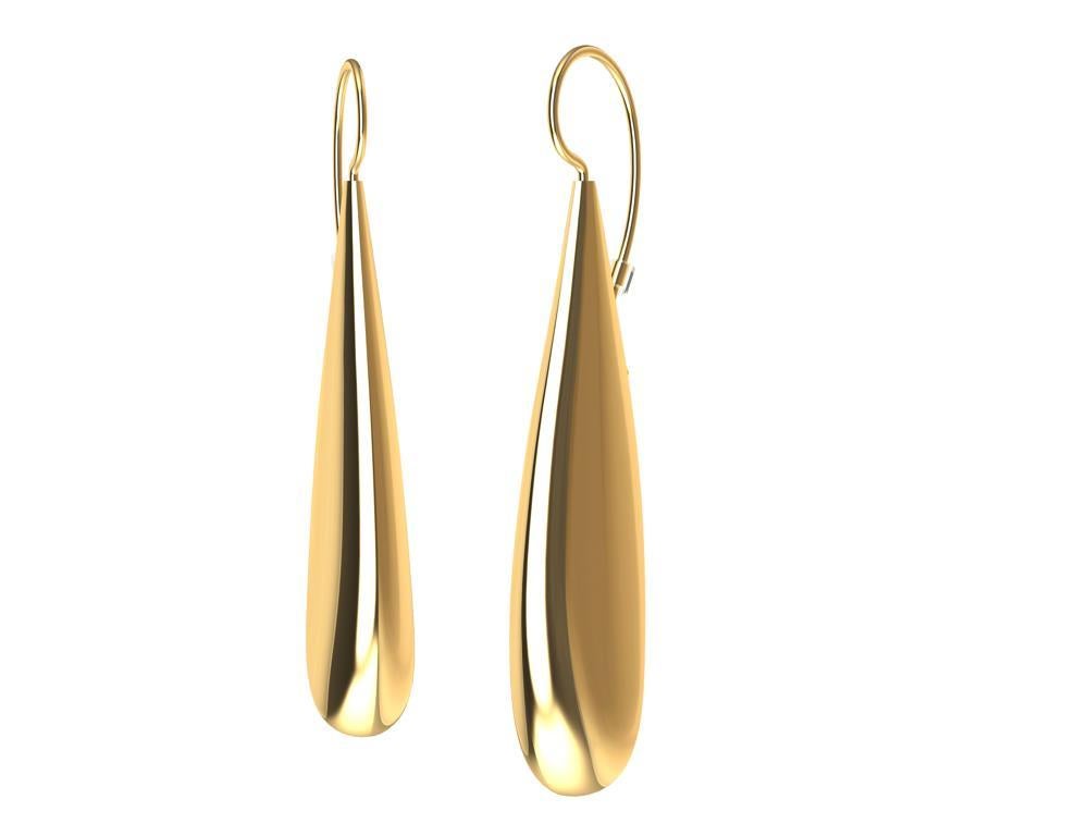 5 Karat Yellow Gold  Long Teardrop Drop Earrings In New Condition For Sale In New York, NY