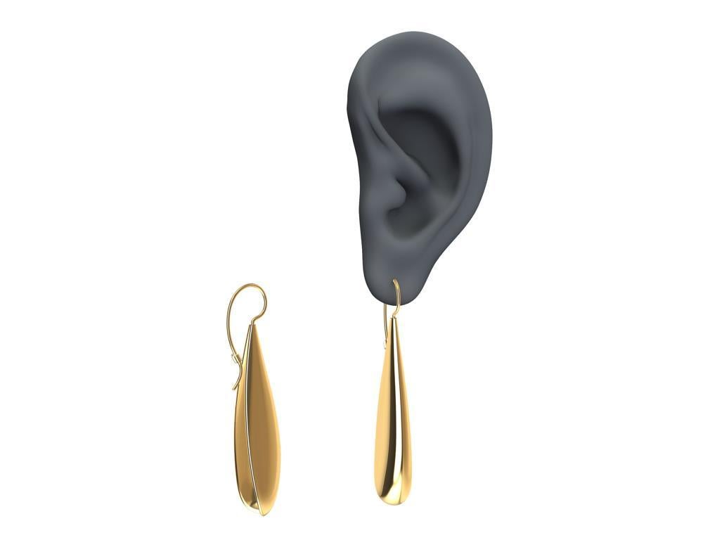 5 Karat Yellow Gold  Long Teardrop Drop Earrings For Sale 1