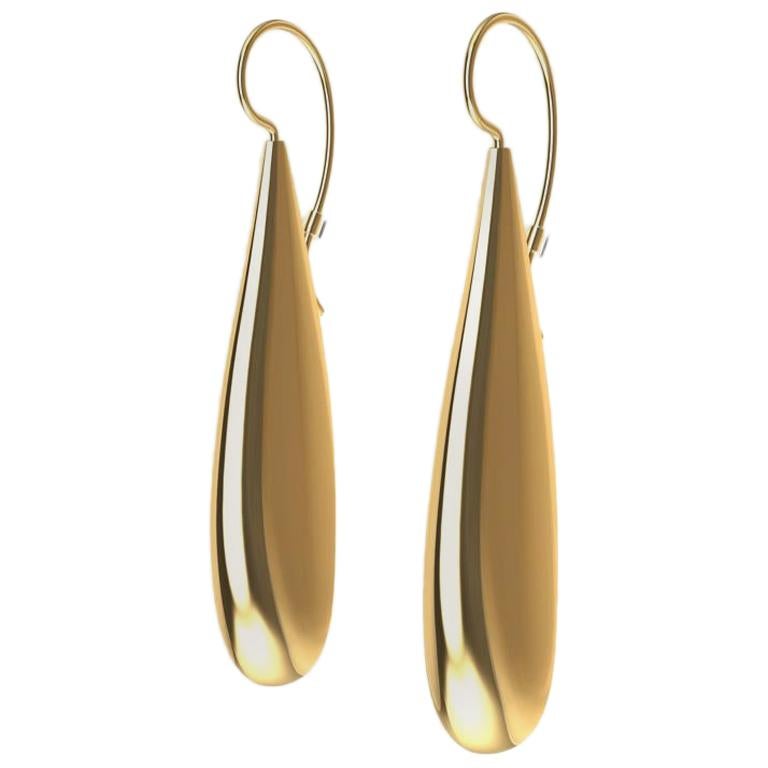 5 Karat Yellow Gold  Long Teardrop Drop Earrings For Sale