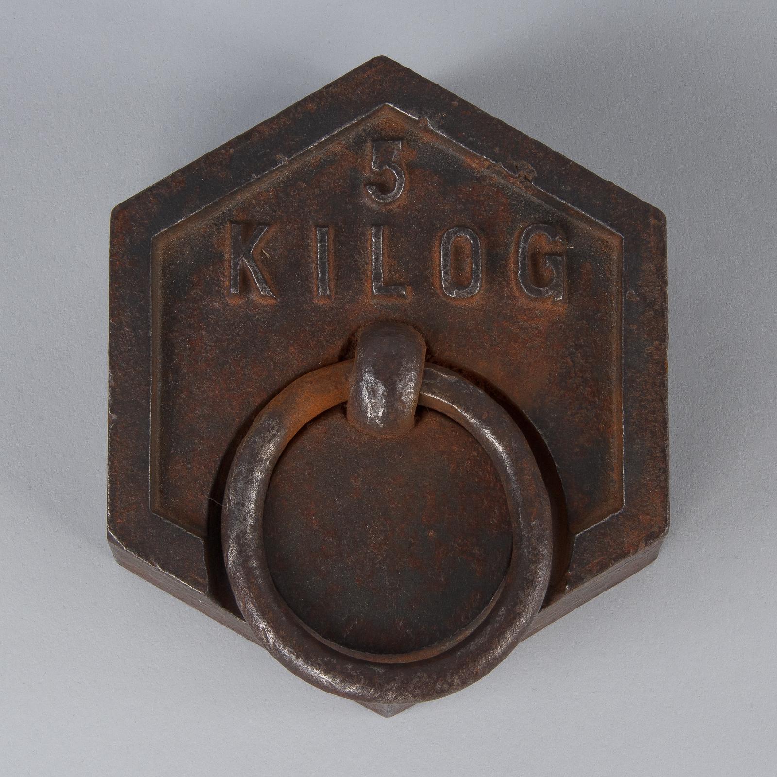 Industrial 5 Kilogram Iron Scale Weight, France, Early 1900s