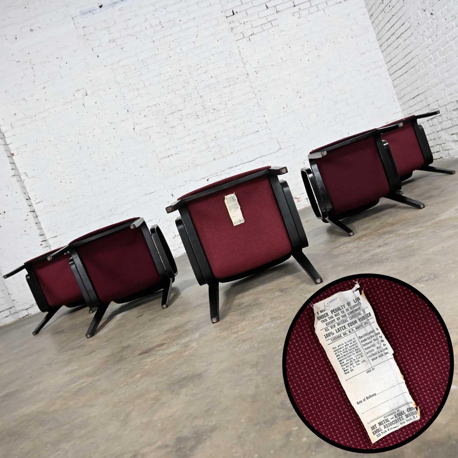 5 Knoll MCM Bentwood 1300 Series Dining Chairs Maroon & Black by Bill Stephens For Sale 10