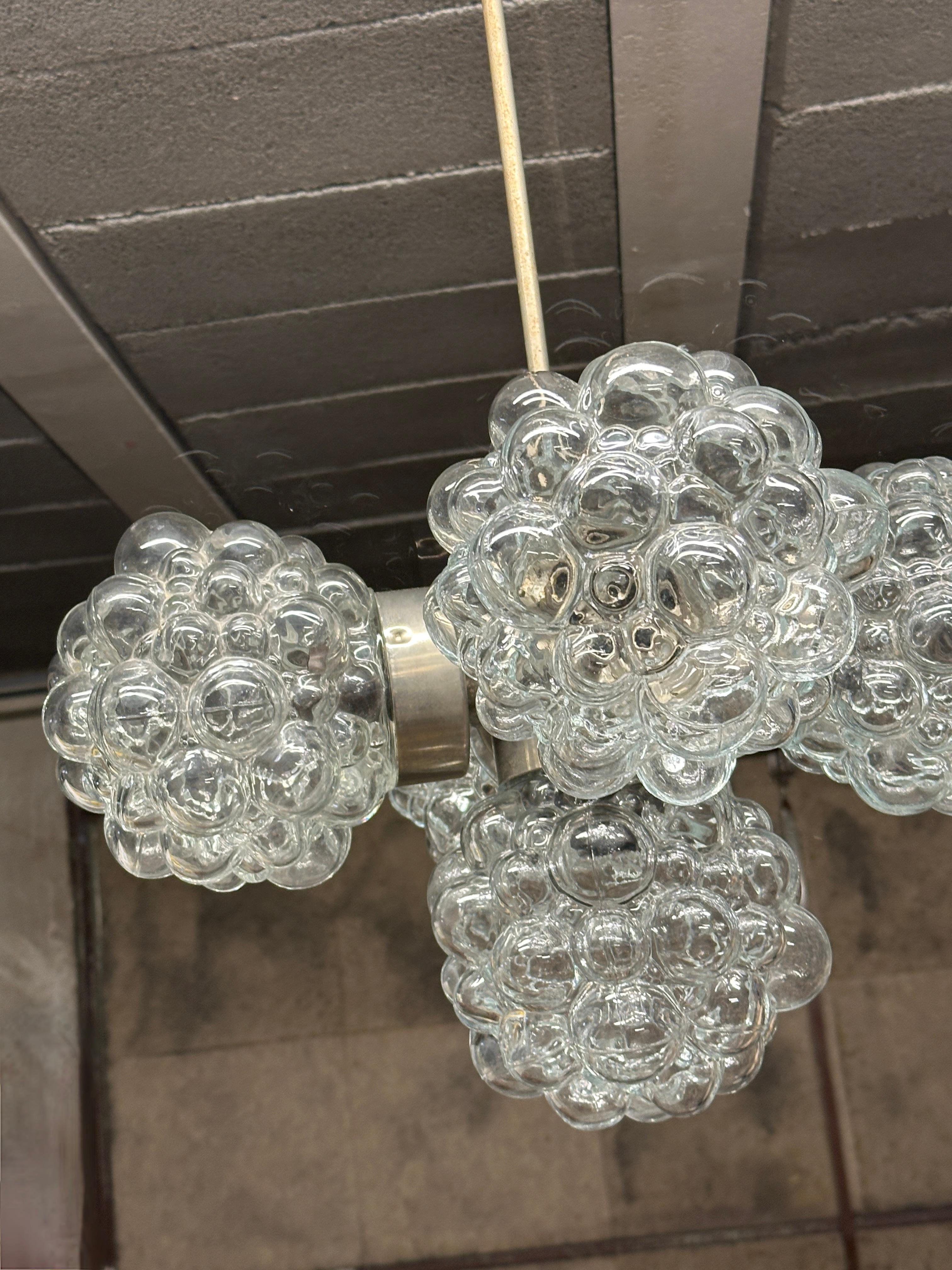 5 Light Bubble Glass Helena Tynell Style Chandelier, Austria 1960s For Sale 3