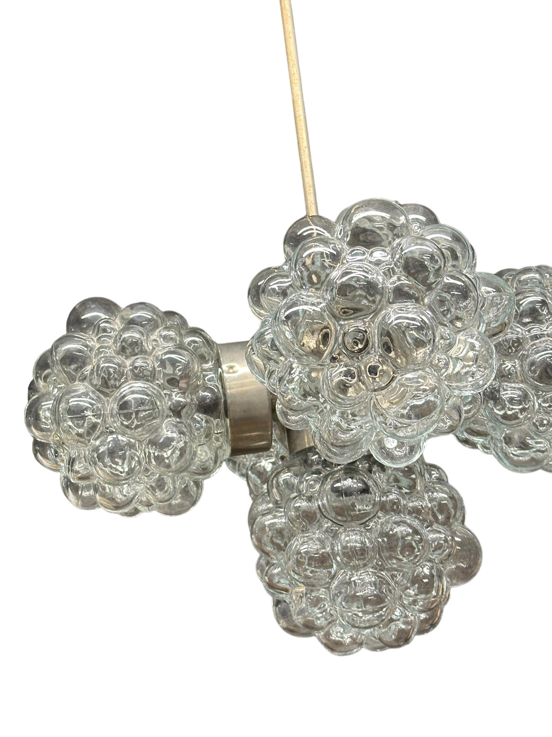 5 Light Bubble Glass Helena Tynell Style Chandelier, Austria 1960s For Sale 4