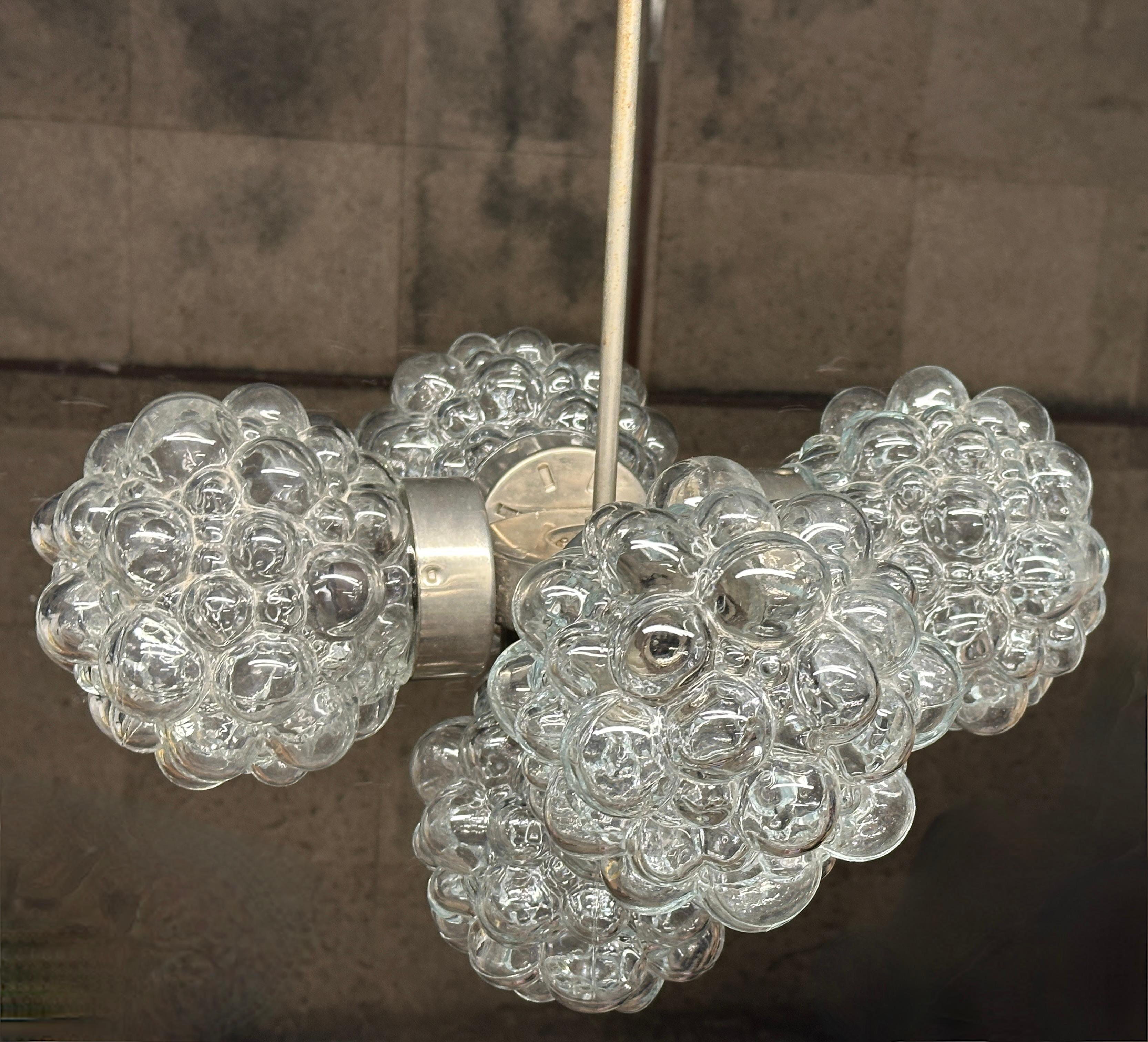 5 Light Bubble Glass Helena Tynell Style Chandelier, Austria 1960s For Sale 5