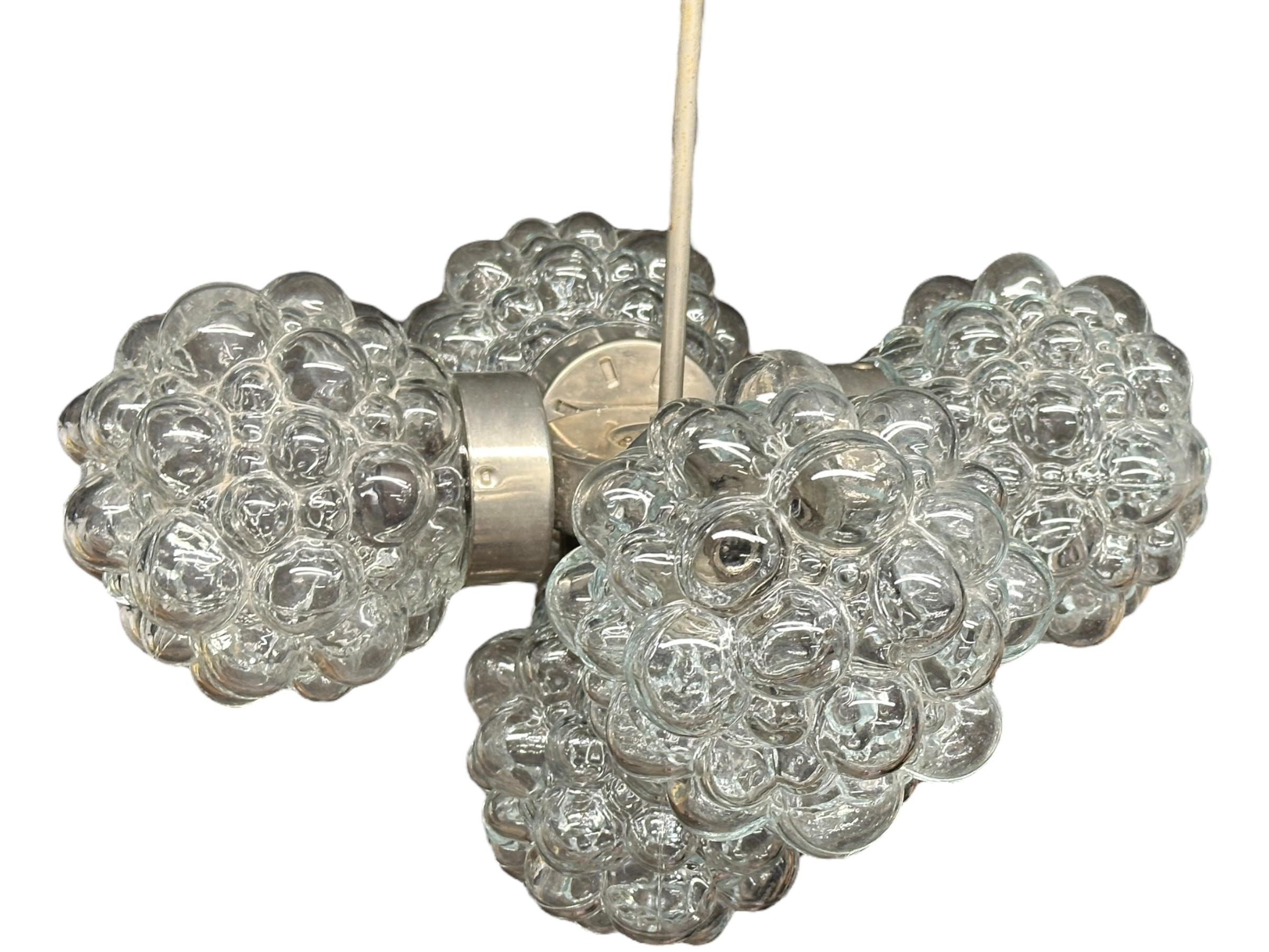 5 Light Bubble Glass Helena Tynell Style Chandelier, Austria 1960s For Sale 6