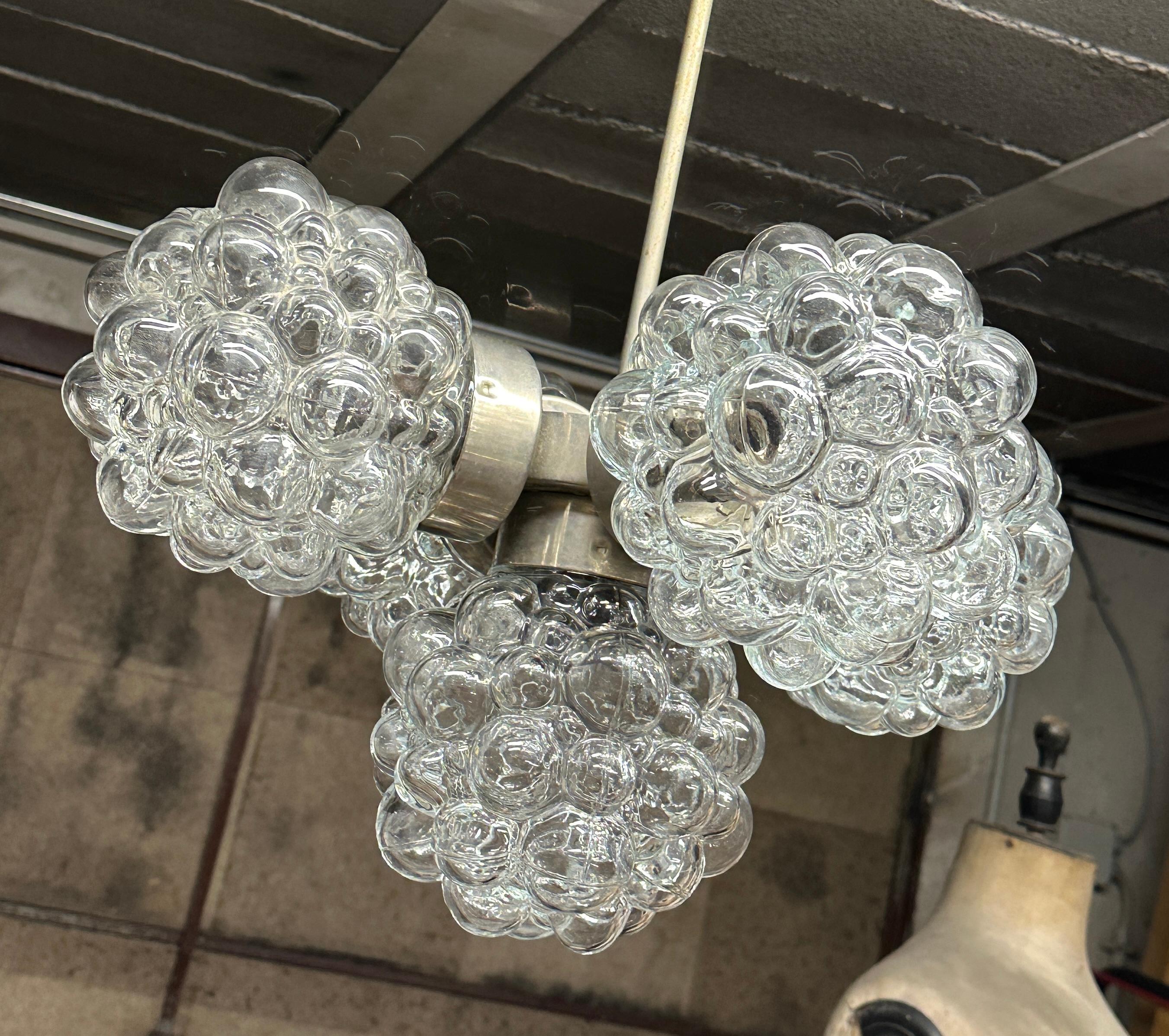 5 Light Bubble Glass Helena Tynell Style Chandelier, Austria 1960s For Sale 8