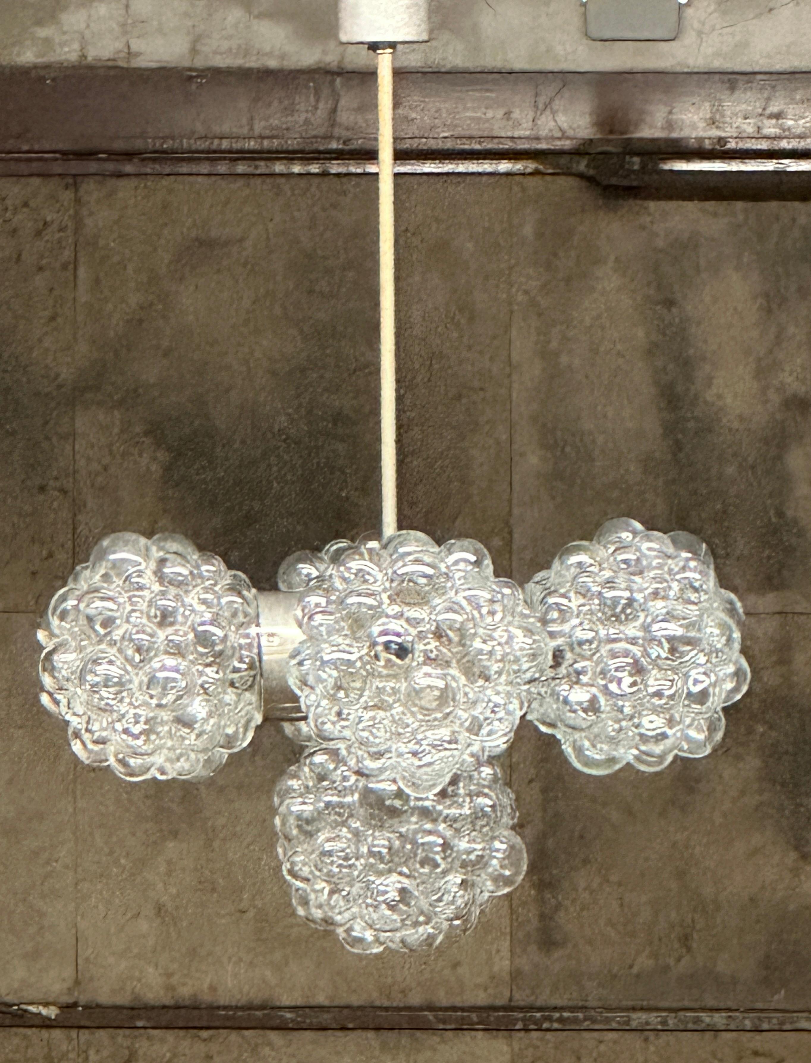 5 Light Bubble Glass Helena Tynell Style Chandelier, Austria 1960s For Sale 10