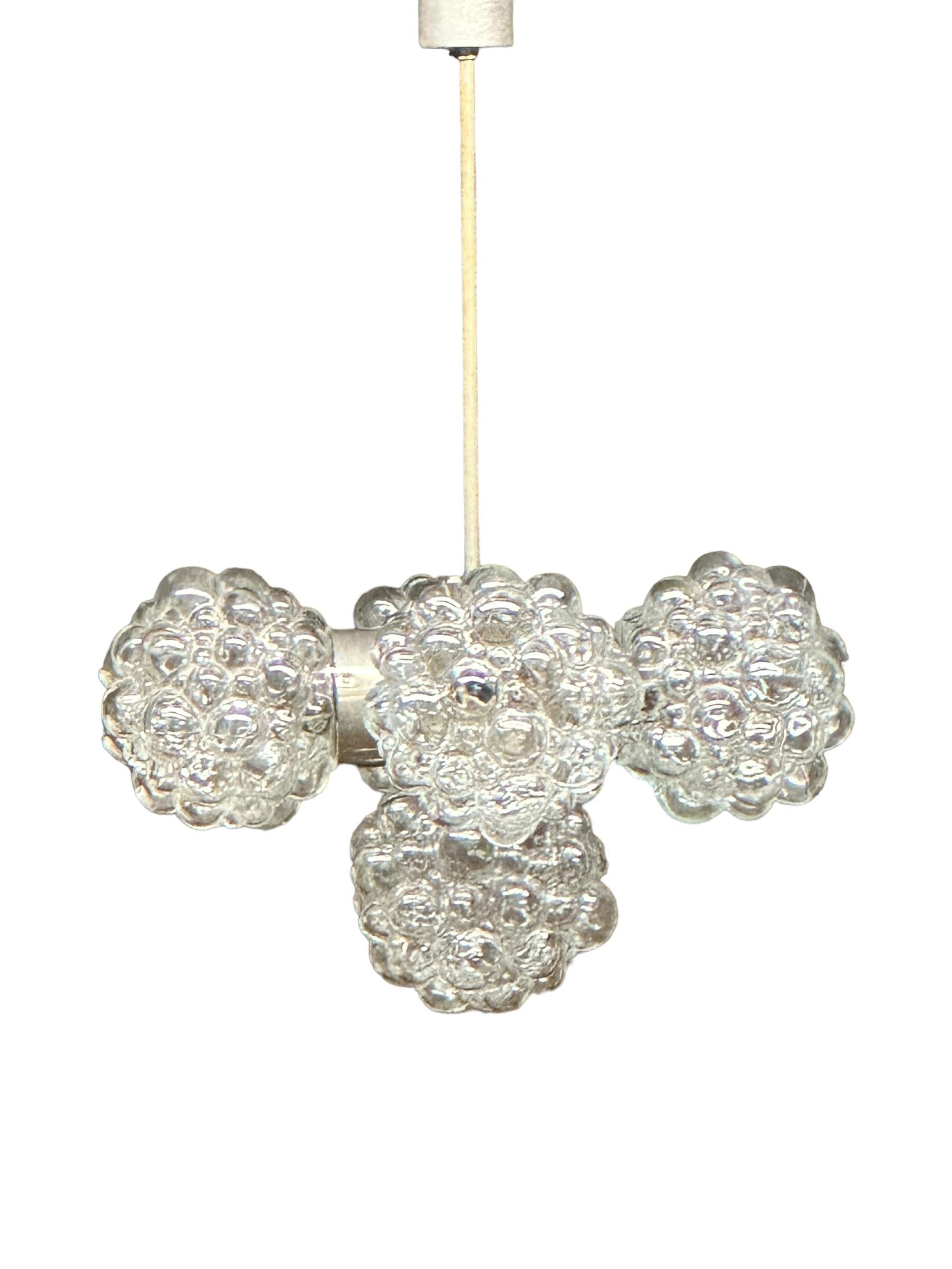 5 Light Bubble Glass Helena Tynell Style Chandelier, Austria 1960s For Sale 11