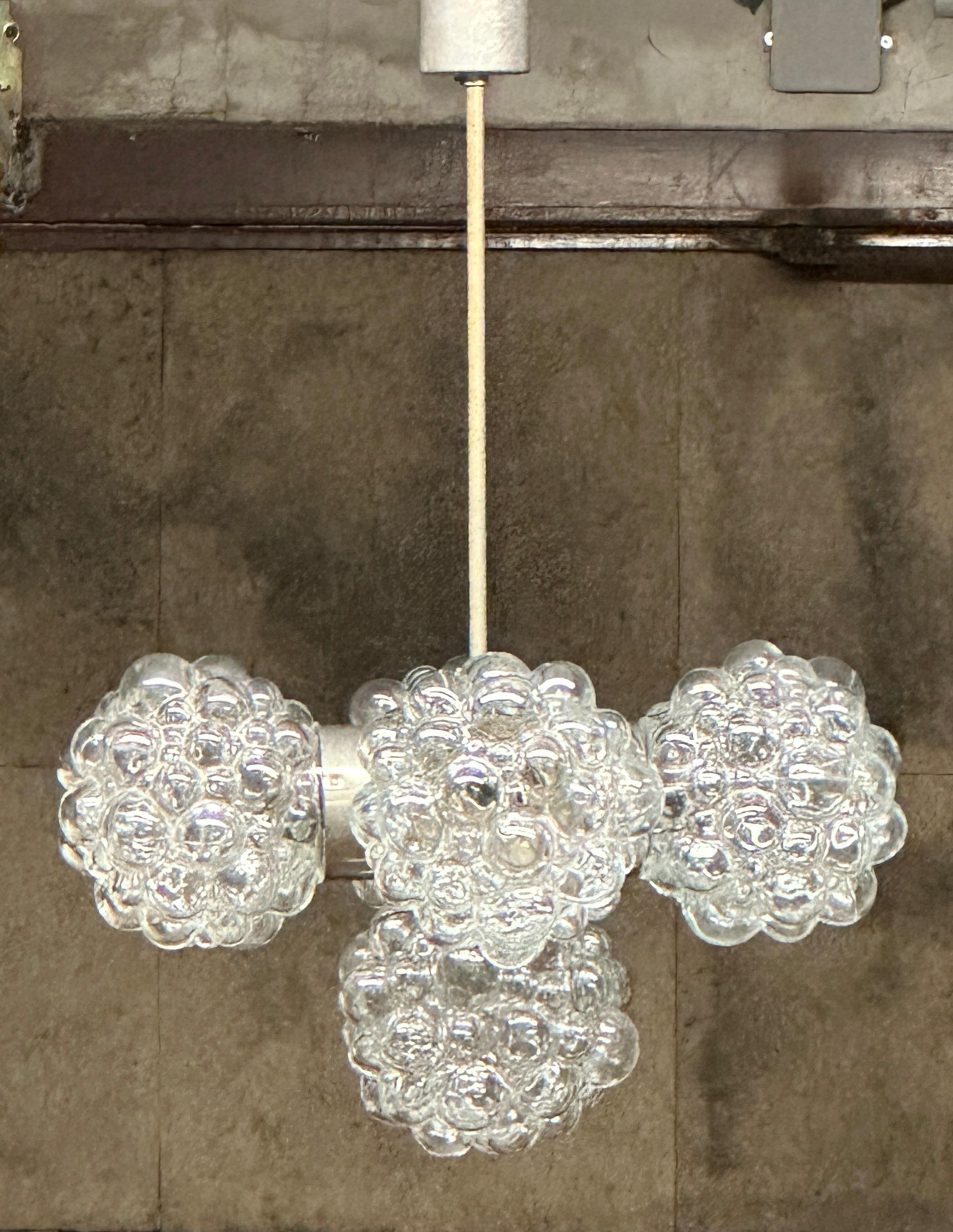 5 Light Bubble Glass Helena Tynell Style Chandelier, Austria 1960s For Sale 12