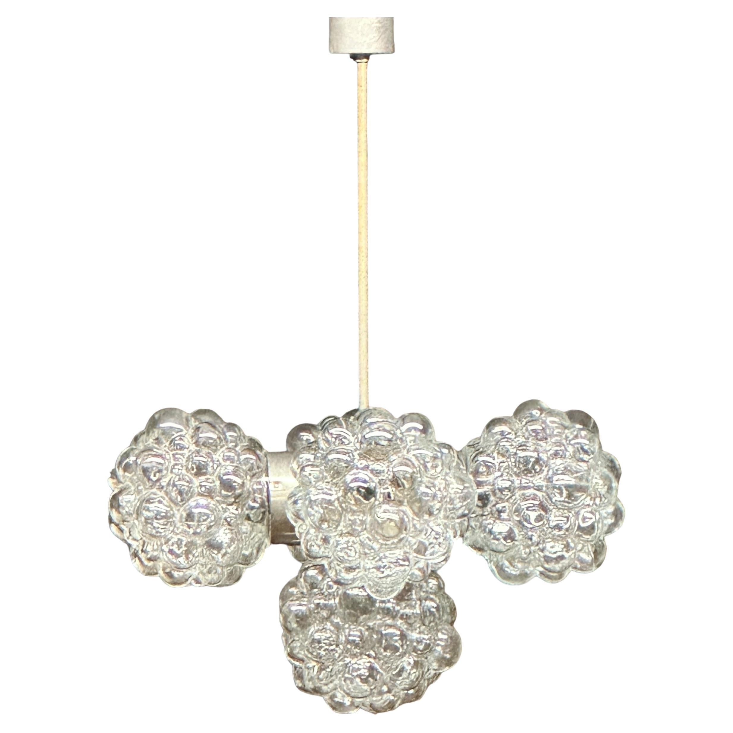 5 Light Bubble Glass Helena Tynell Style Chandelier, Austria 1960s For Sale 13