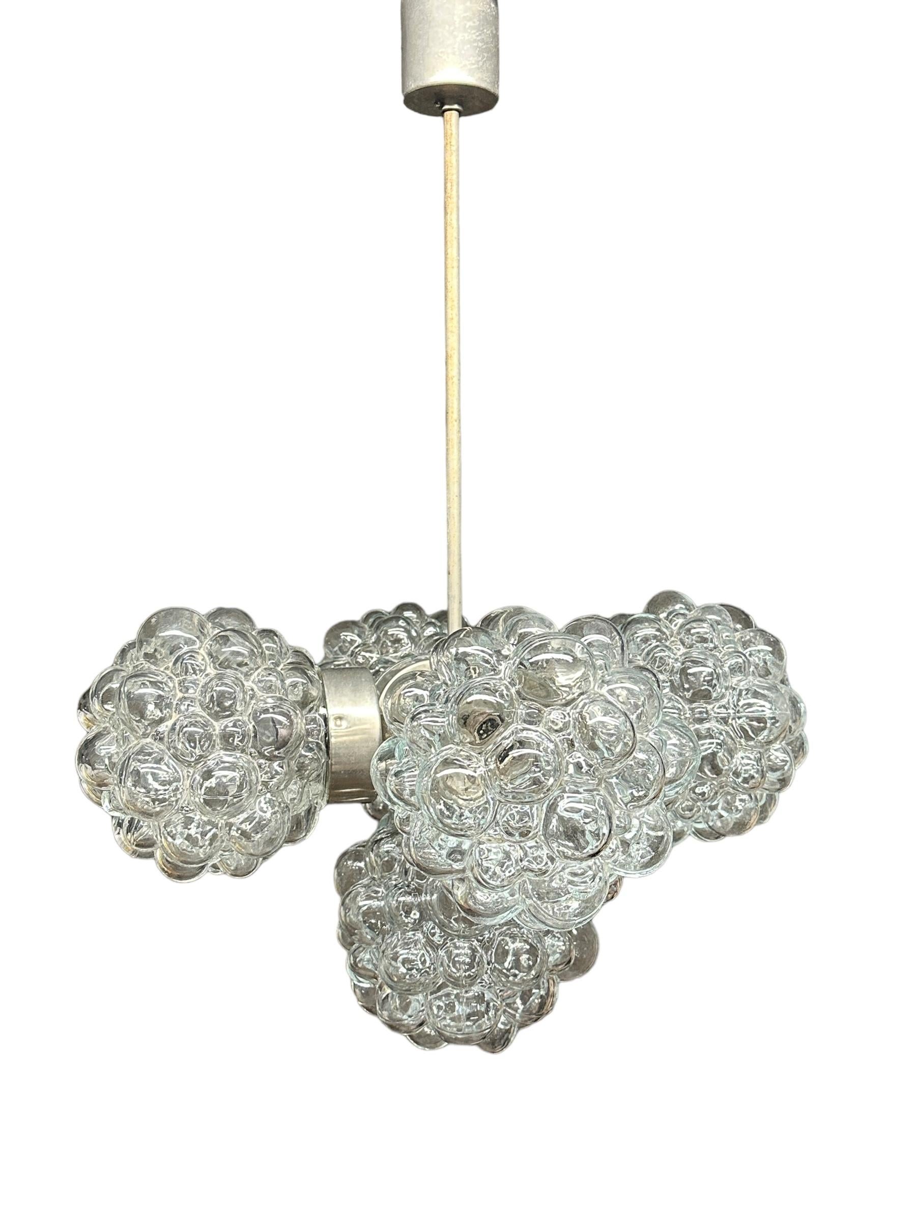 Mid-Century Modern 5 Light Bubble Glass Helena Tynell Style Chandelier, Austria 1960s For Sale