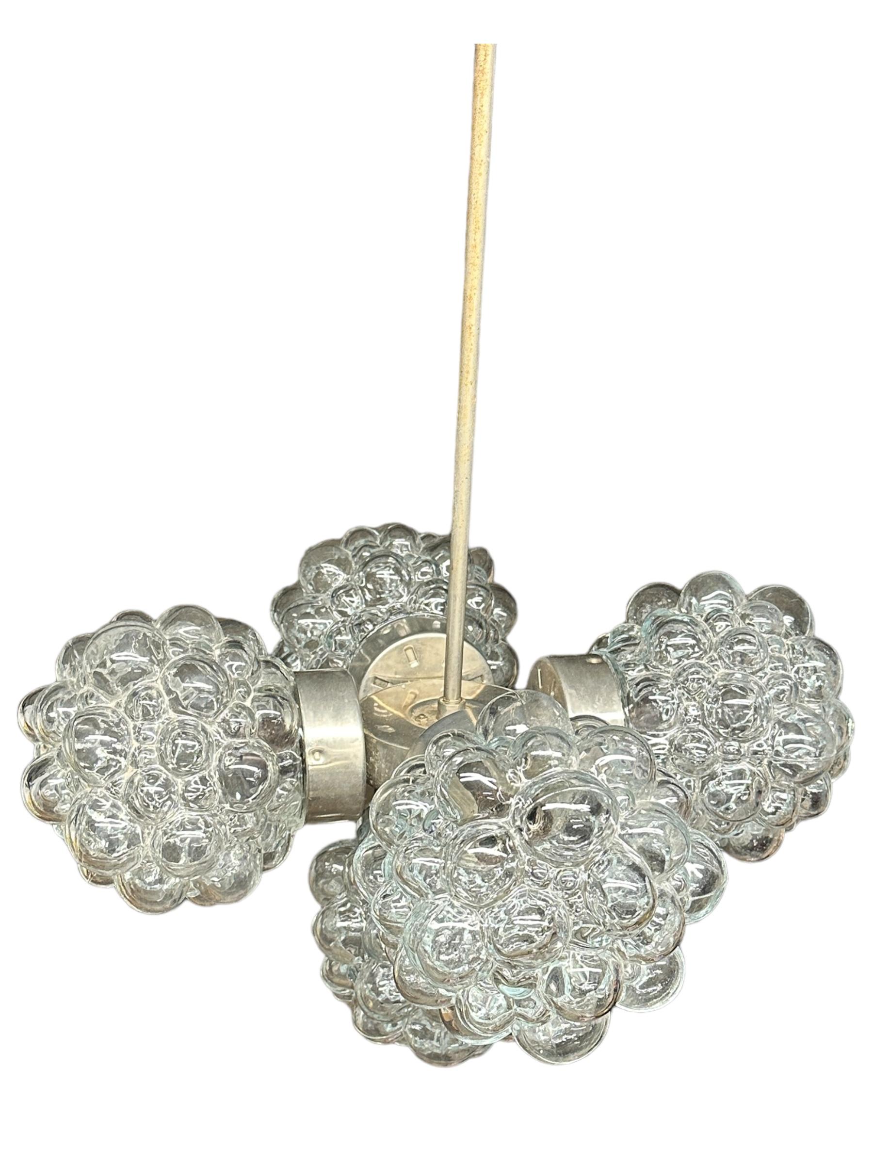 5 Light Bubble Glass Helena Tynell Style Chandelier, Austria 1960s In Good Condition For Sale In Nuernberg, DE
