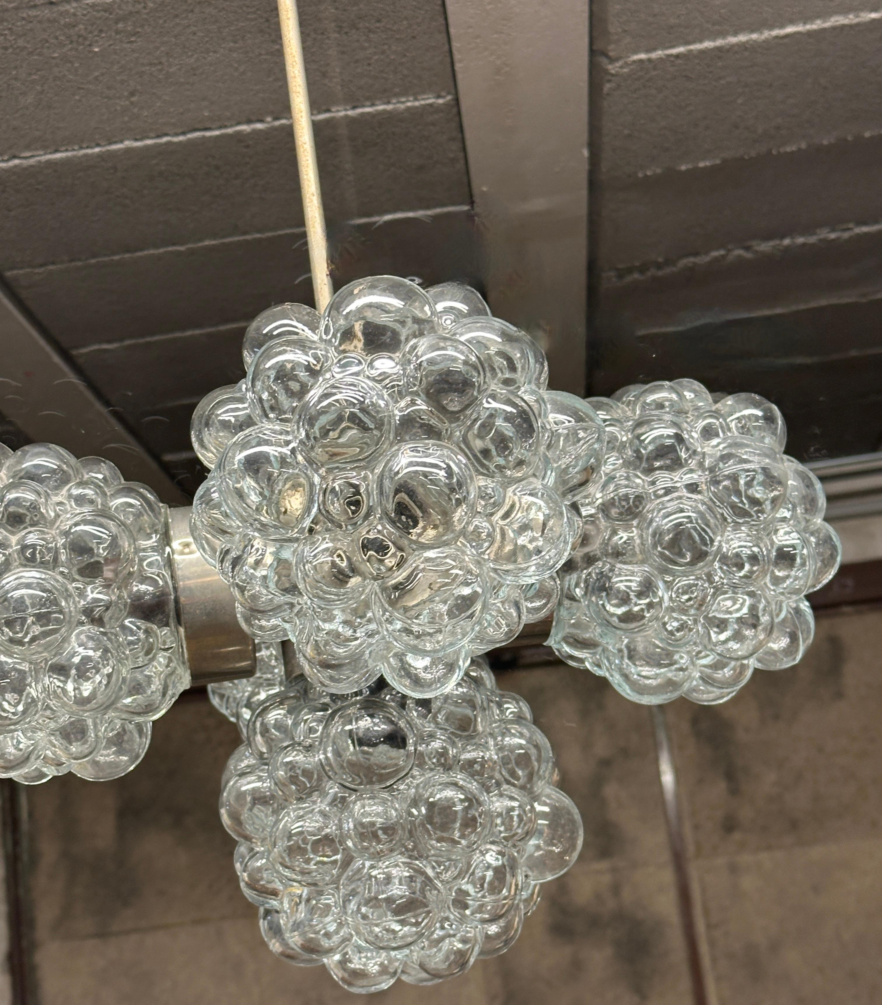 5 Light Bubble Glass Helena Tynell Style Chandelier, Austria 1960s For Sale 1