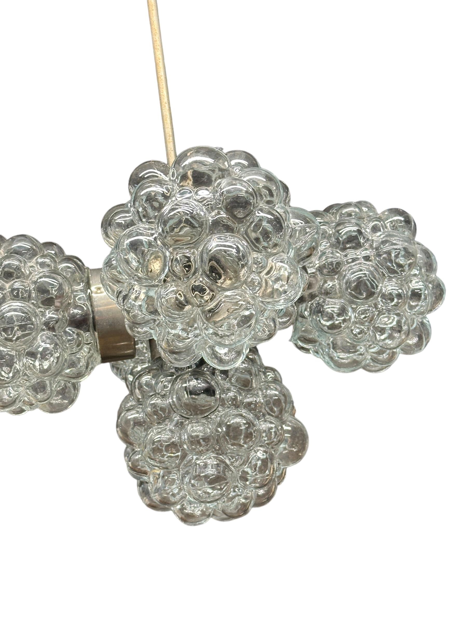 5 Light Bubble Glass Helena Tynell Style Chandelier, Austria 1960s For Sale 2