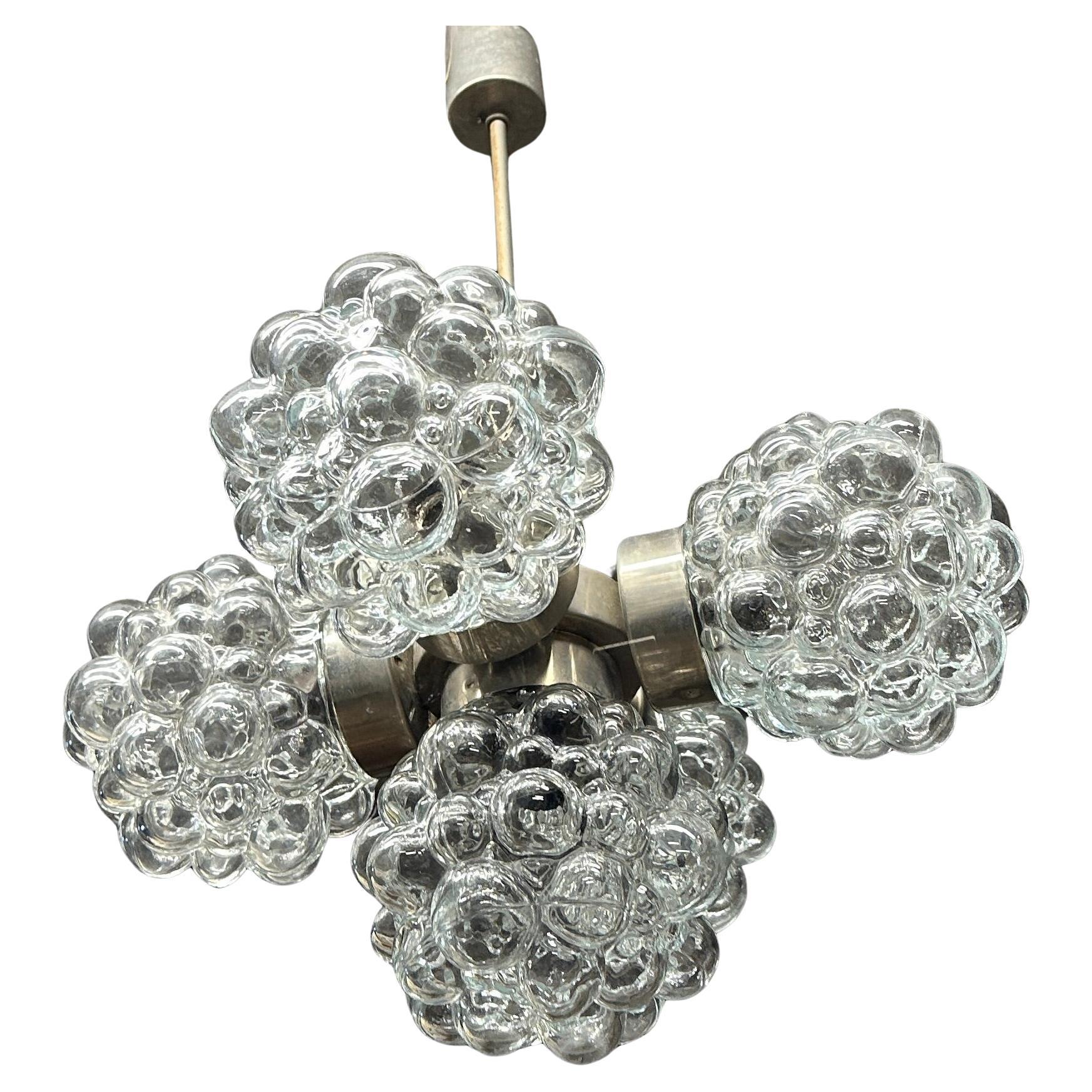 5 Light Bubble Glass Helena Tynell Style Chandelier, Austria 1960s For Sale