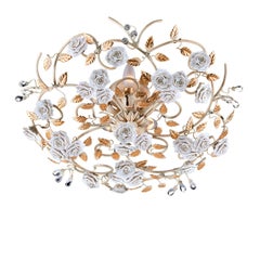 5-Light Capodimonte Porcelain Roses Ceiling Lamp