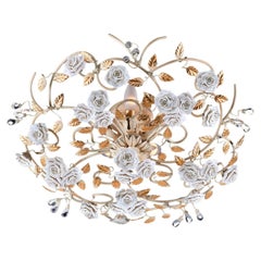 5-Light Capodimonte Porcelain Roses Ceiling Lamp