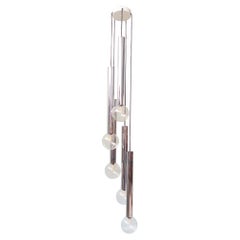 5-Light Chrome & Glass Globe Cascade Lamp by Motoko Ishii for Staff, 1970s