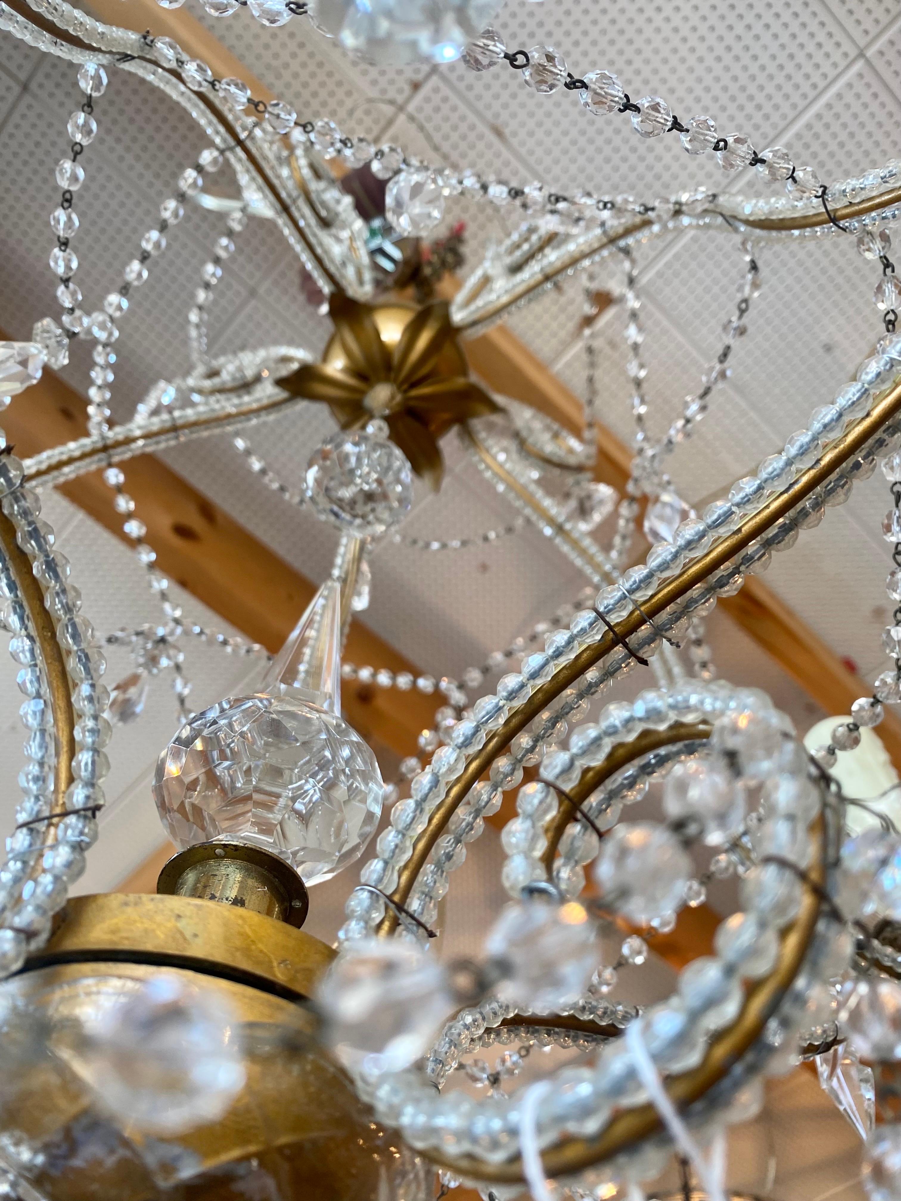 5-Light Italian Crystal Chandelier In Good Condition For Sale In Marshville, NC