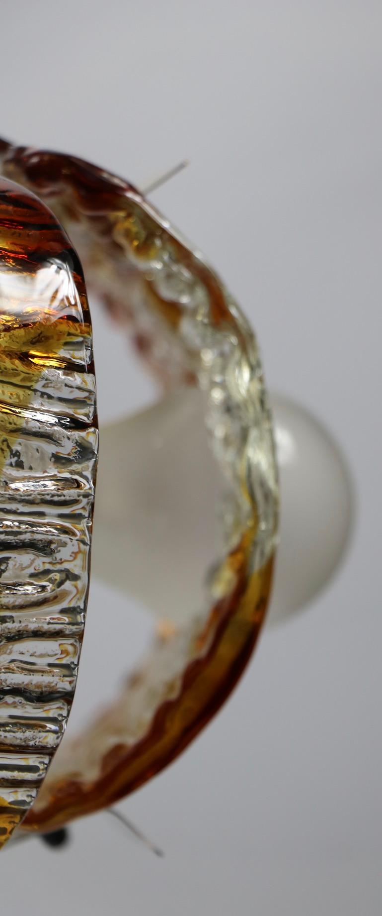 Lustre à 5 lumières Mazzega en chrome et verre en vente 4