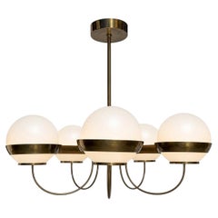 Lampadario a 5 luci opale, attribuito a Heikki Turunen, anni '70