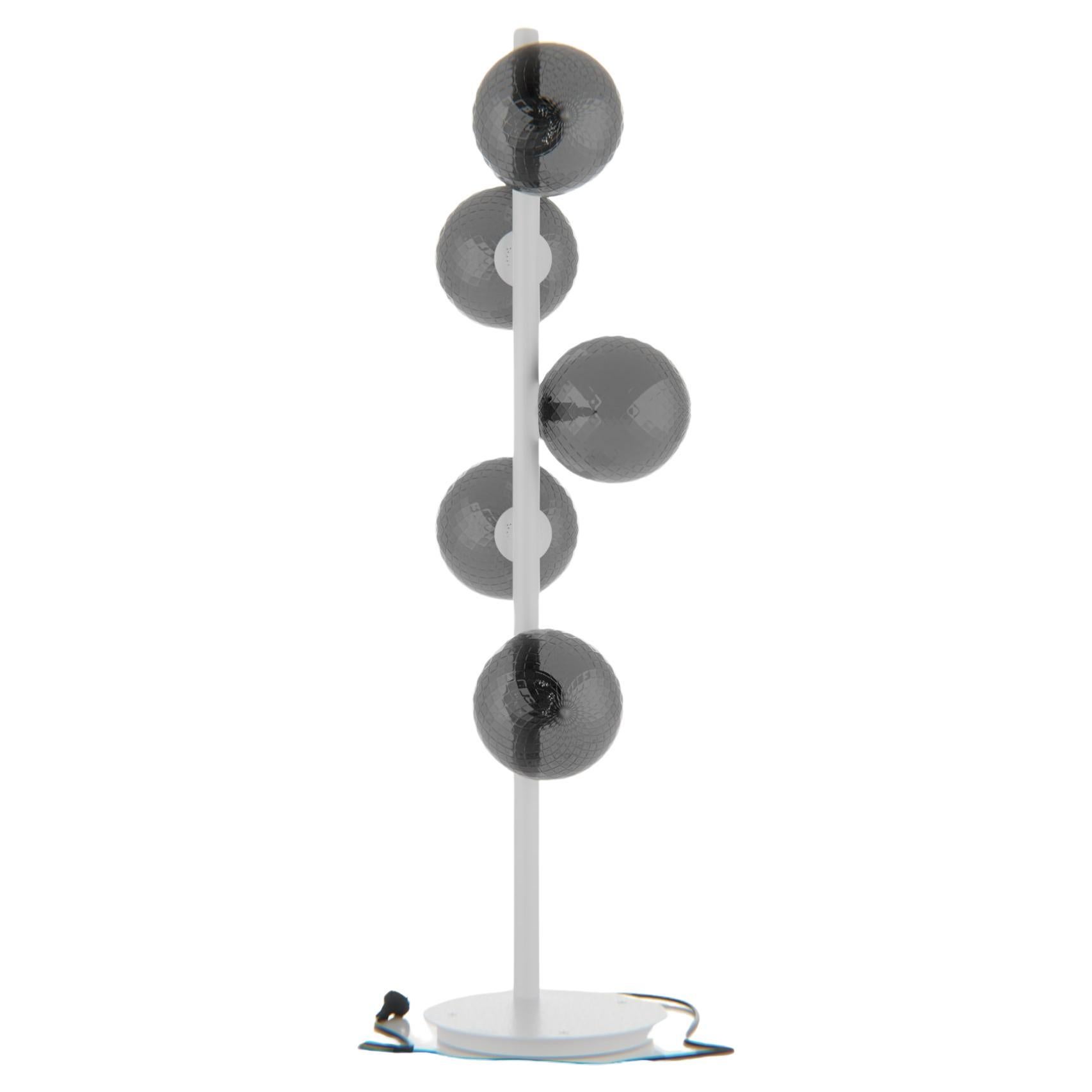 5 lights floor lamp with colored Murano glass spheres For Sale