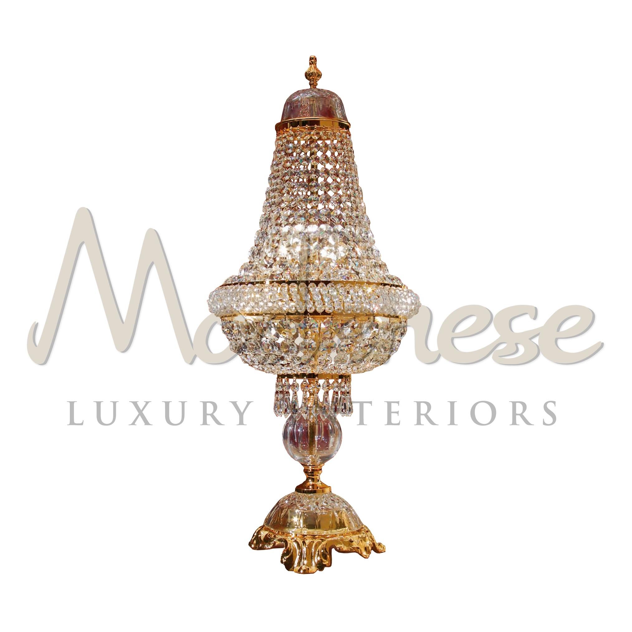 Rococo Revival 5 Lights Table Lamp in 24kt Gold Finish Embellished with Clear Scholer Crystals For Sale