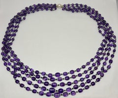 5 Line Amethyst Beads Cts 1124 Pearl Emerald Necklace