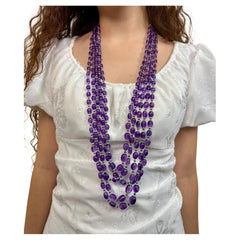 5 Line Amethyst Beads Cts 1124 Pearl Emerald Necklace