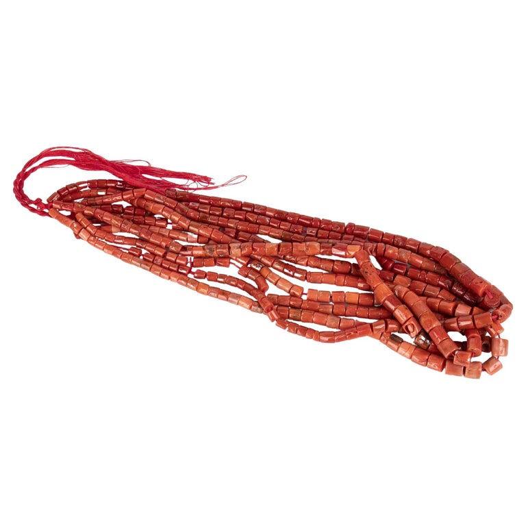 5 Loose Mediterranean Coral Beads Strands For Sale at 1stDibs