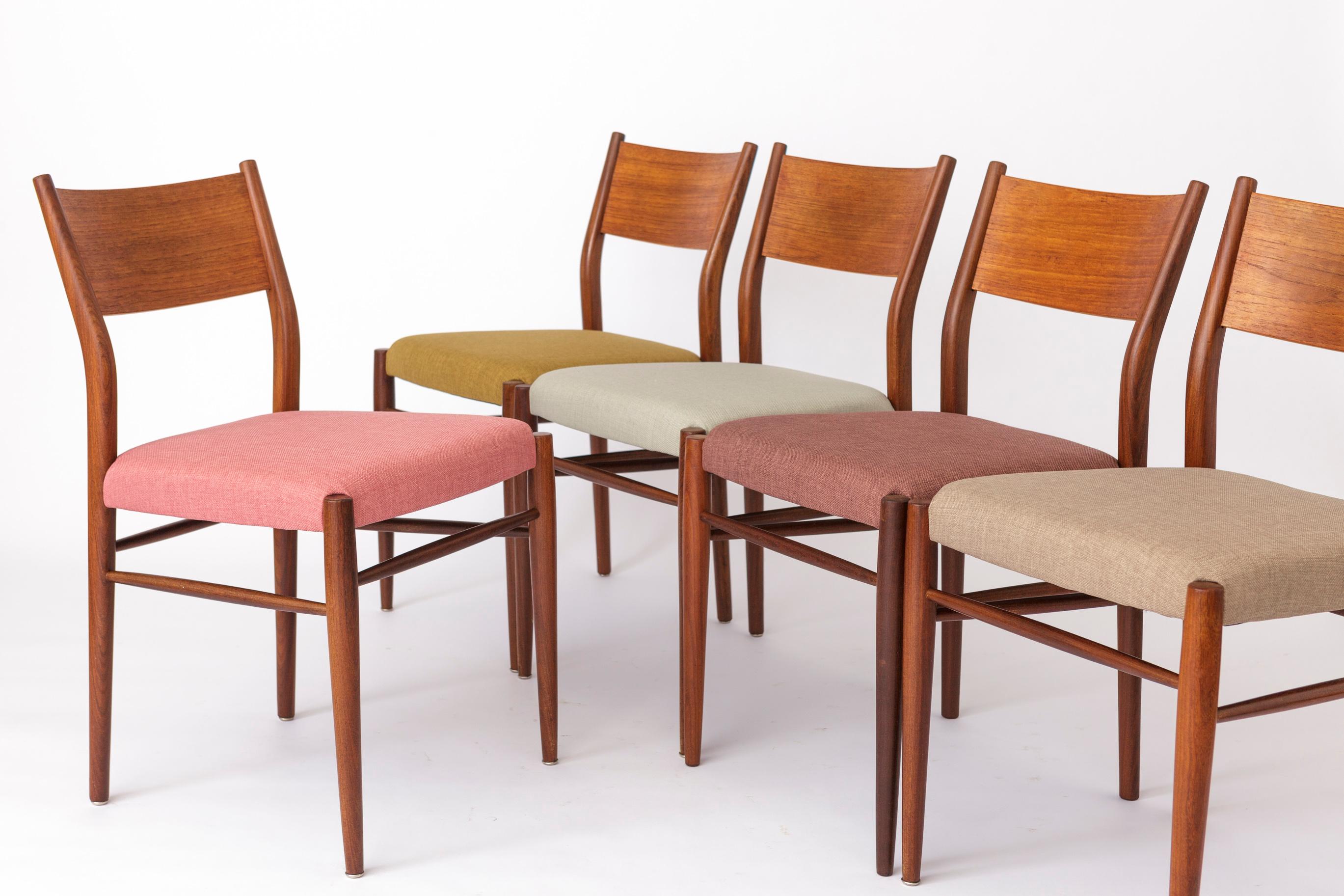 Mid-Century Modern 5 Lübke Chairs 1960s Germany Vintage For Sale