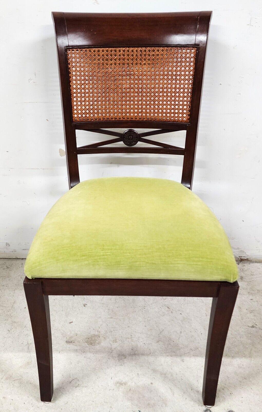 For FULL item description click on CONTINUE READING at the bottom of this page.

Offering one of our recent palm beach estate fine furniture acquisitions of a
Set of 6 Mahogany Cane Back Dining Chairs by Palecek
5 are shown in the listing but we