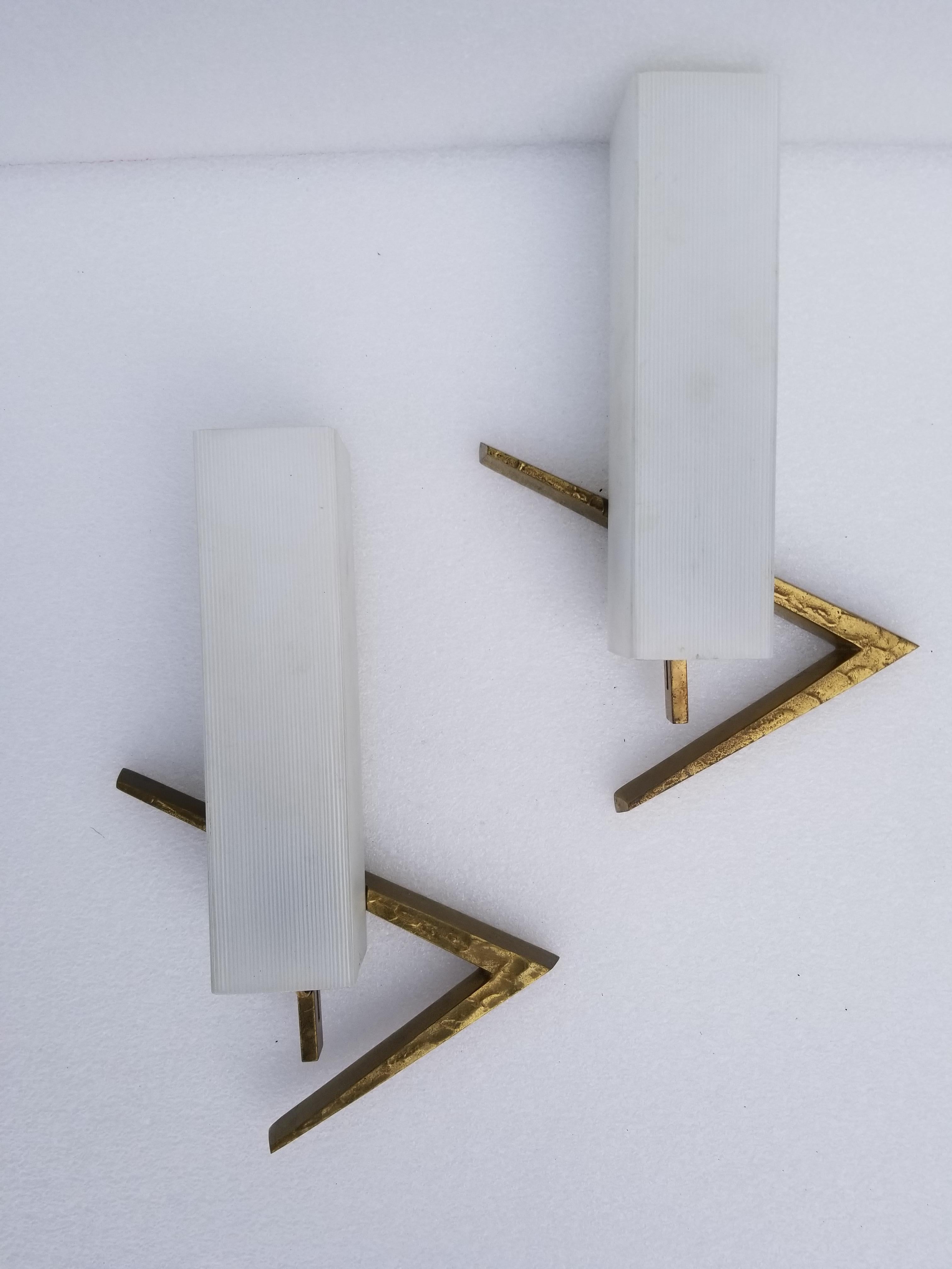 Mid-Century Modern 5 Maison Arlus Bronze Sconces, Priced Individually For Sale