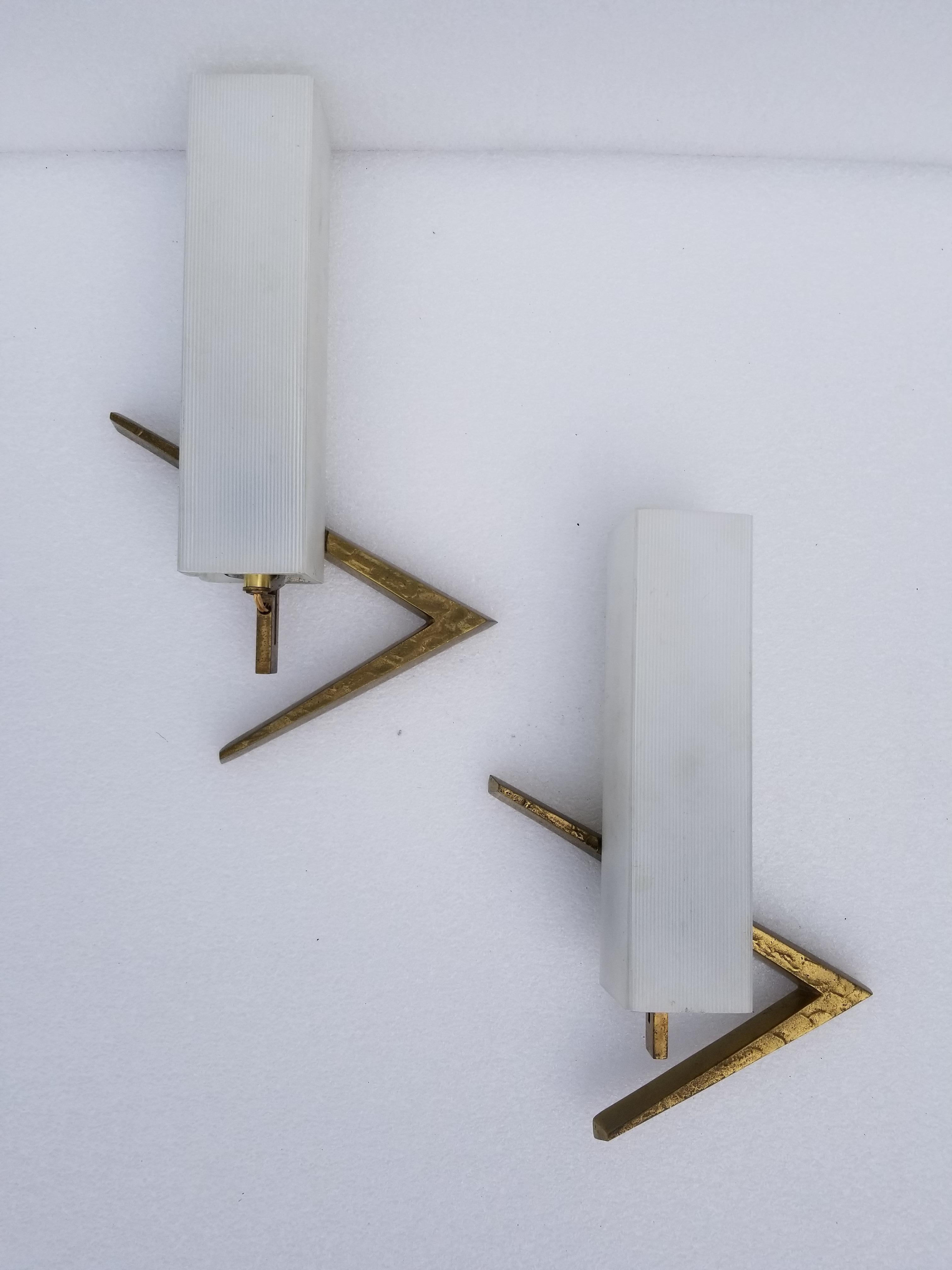 Mid-20th Century 5 Maison Arlus Bronze Sconces, Priced Individually For Sale
