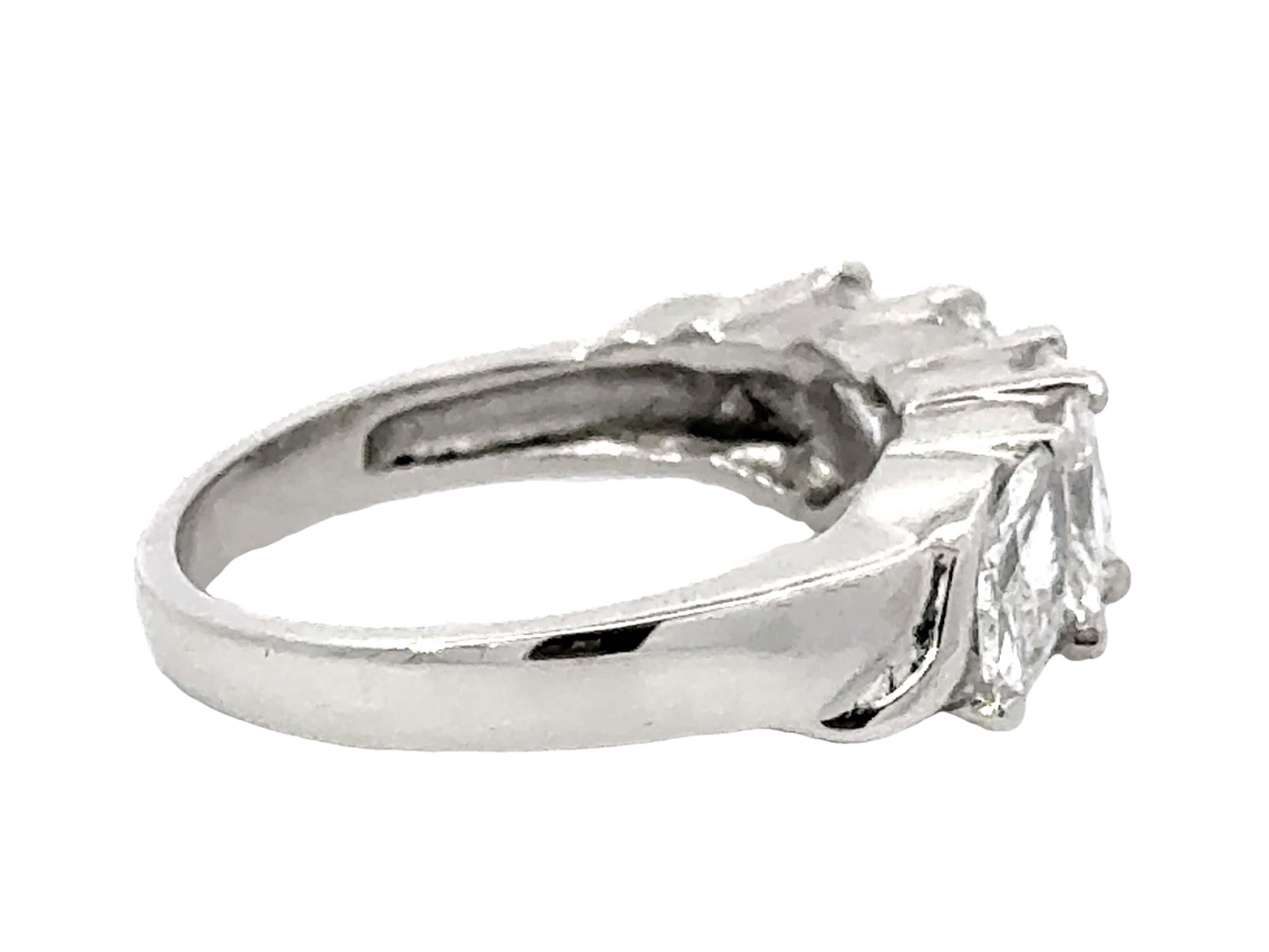 5 Marquise 1.50 Carat Diamond Band Ring Platinum In Excellent Condition For Sale In Honolulu, HI