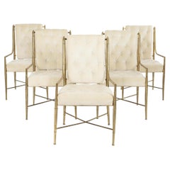 5 Mastercraft for Weiman/Warren Lloyd Dining Chairs in Tubular Brass w Arms, Set