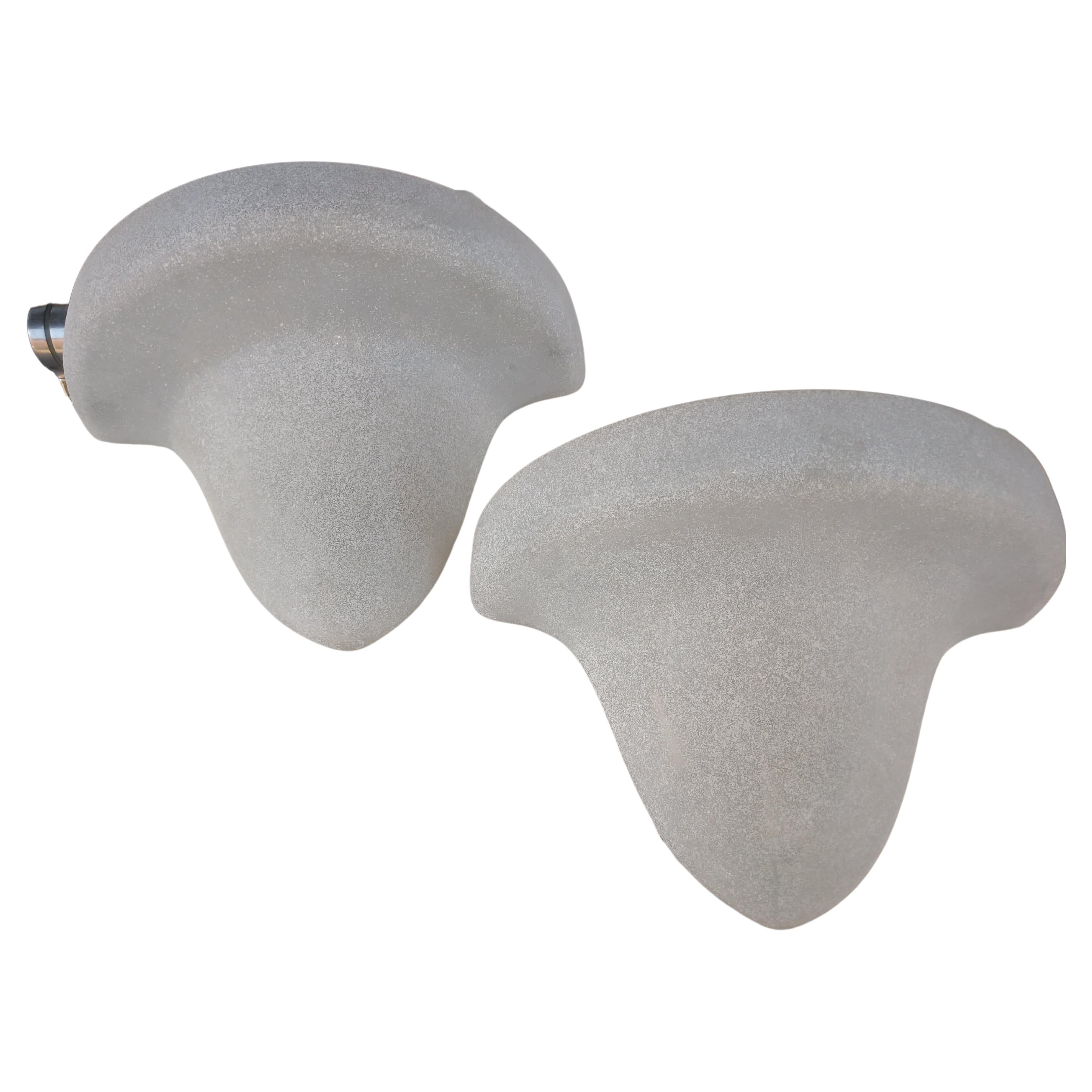 5 Mid-Century Modern Scavo Glass Murano Wall Sconces by Seguso