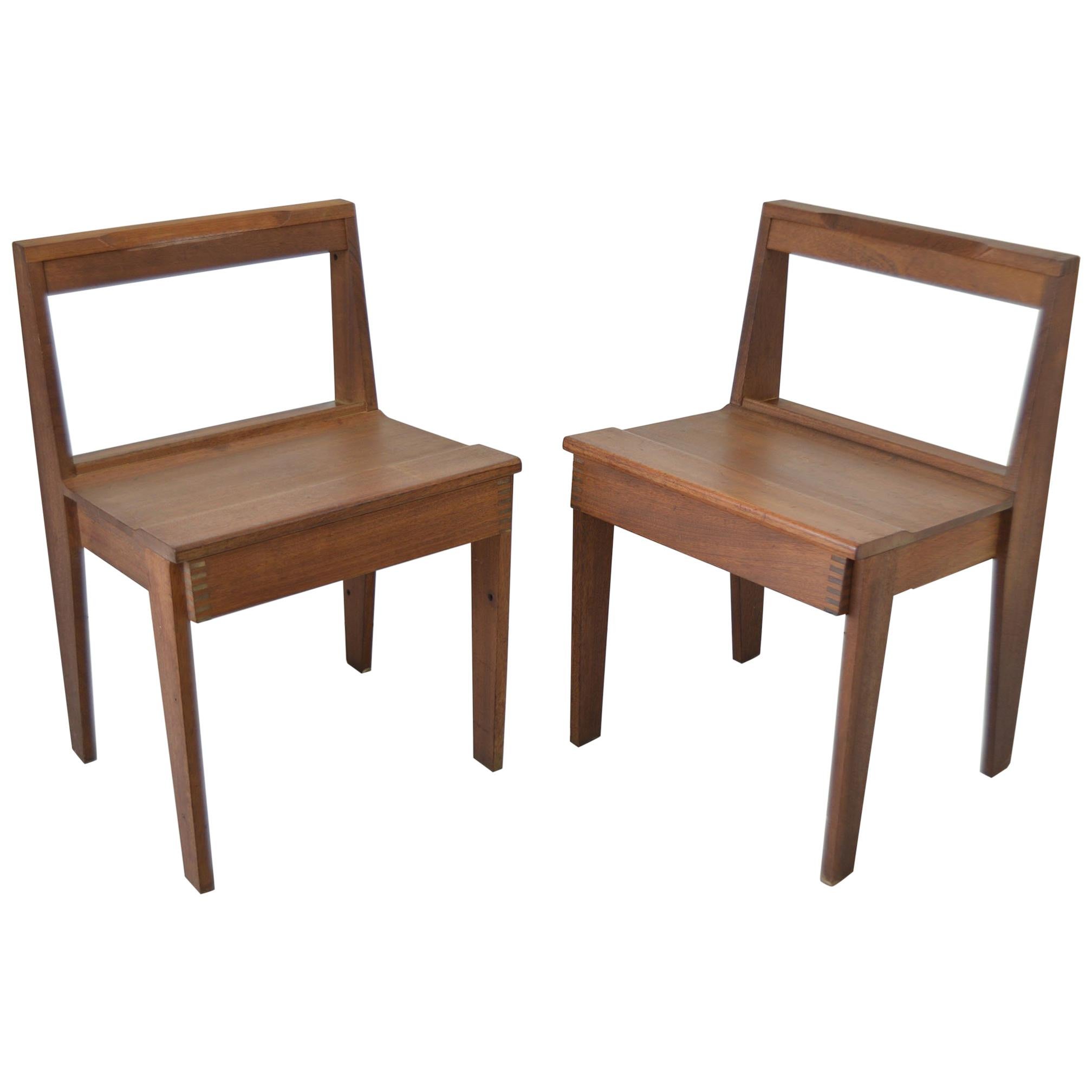 3 Midcentury Teak Cathedral Chairs or Bench