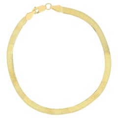 5 mm Herringbone Classic Snake Silk 7 Inch Bracelet 14K Yellow Gold